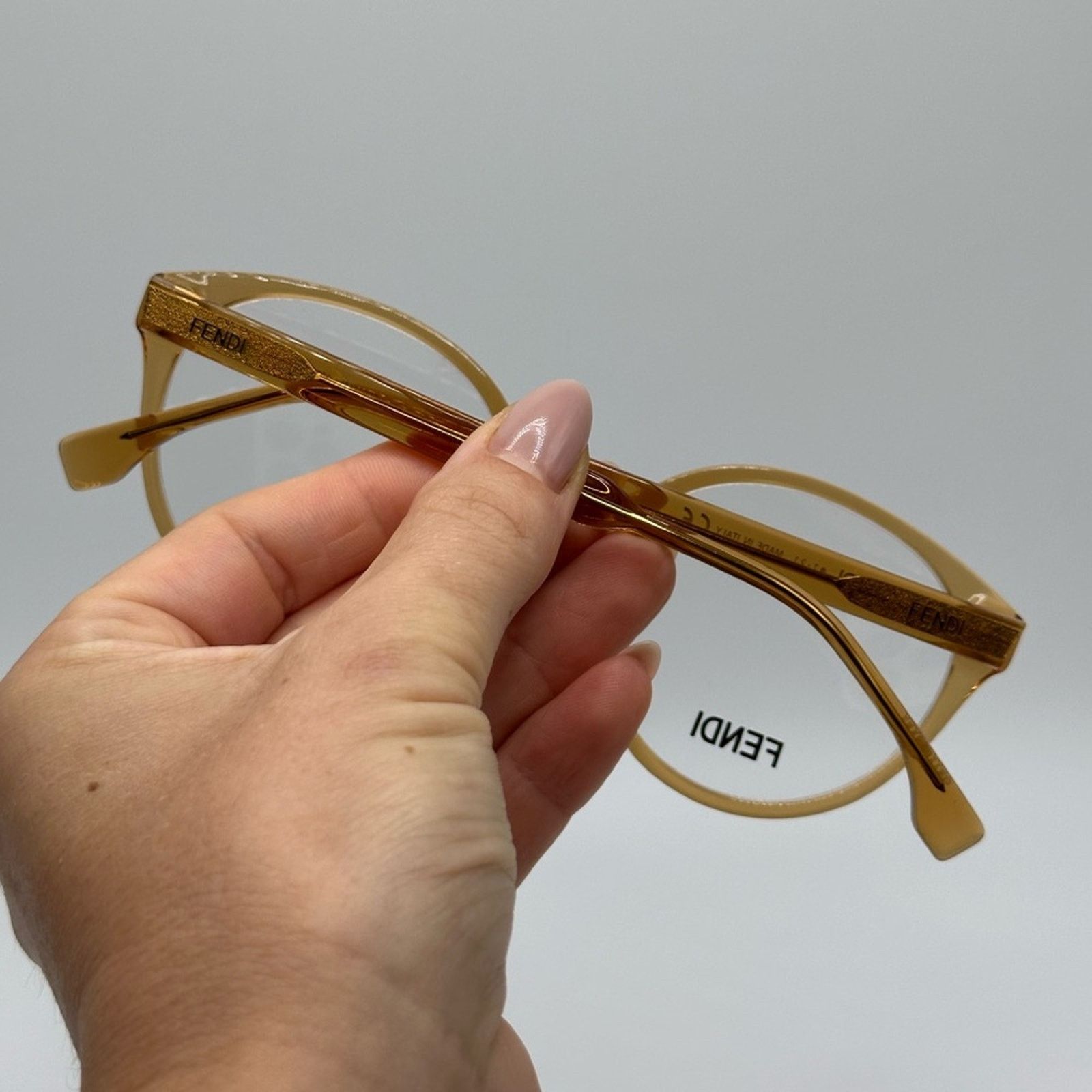 Fendi NEW FENDI FE50015I 057 Transparent Cognac Unisex Eyeglasses Size ONE SIZE - 8 Thumbnail