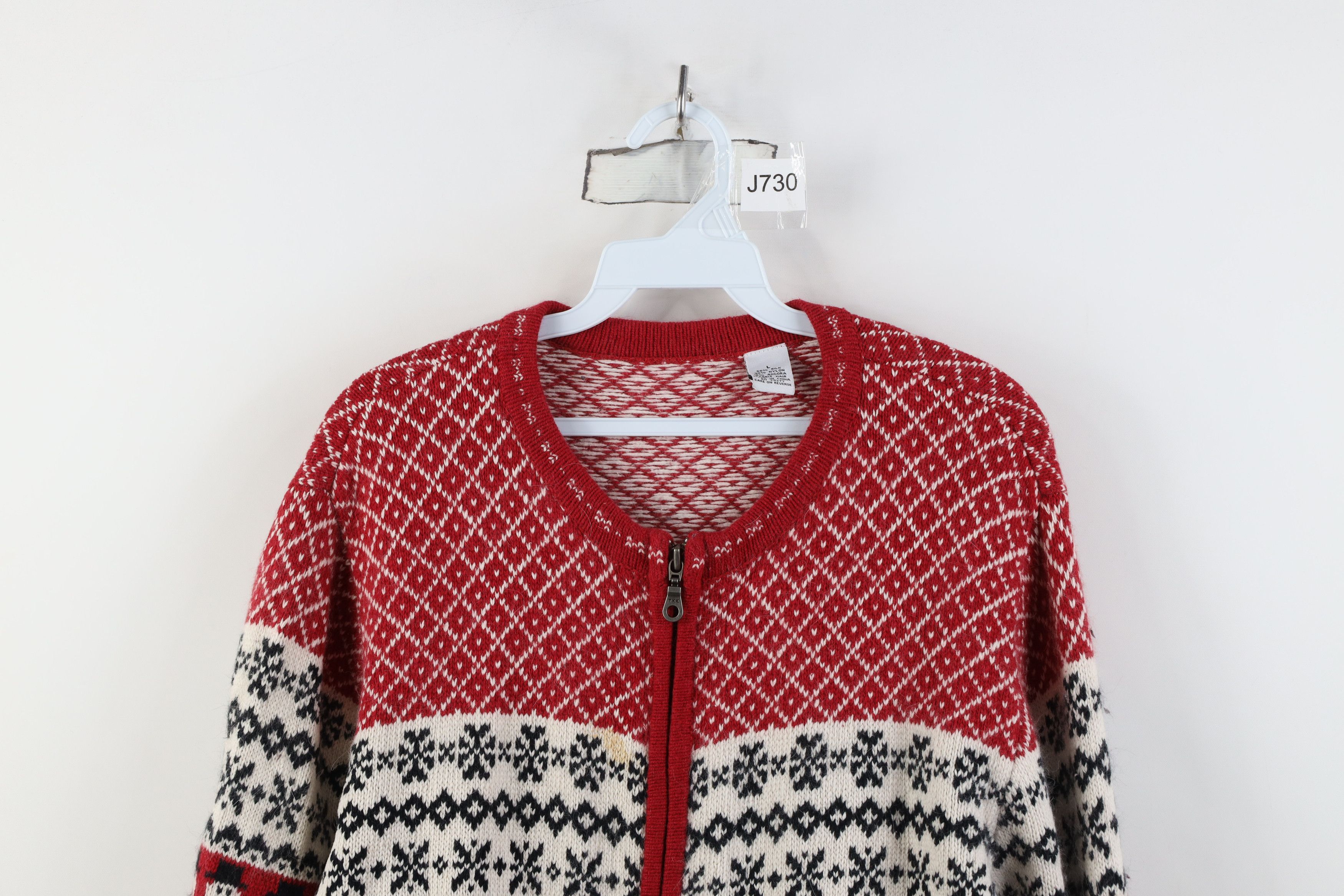 Vintage Vintage 90s Christmas Snowman Fair Isle Cardigan Sweater Size L / US 10 / IT 46 - 2 Thumbnail