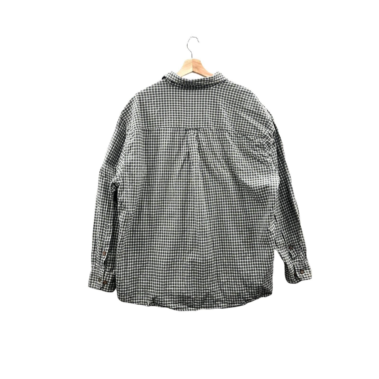 Vintage × Woolrich Woolen Mills Woolrich Men's Green Micro Check Button Down L/S Shirt Size US XL / EU 56 / 4 - 2 Thumbnail