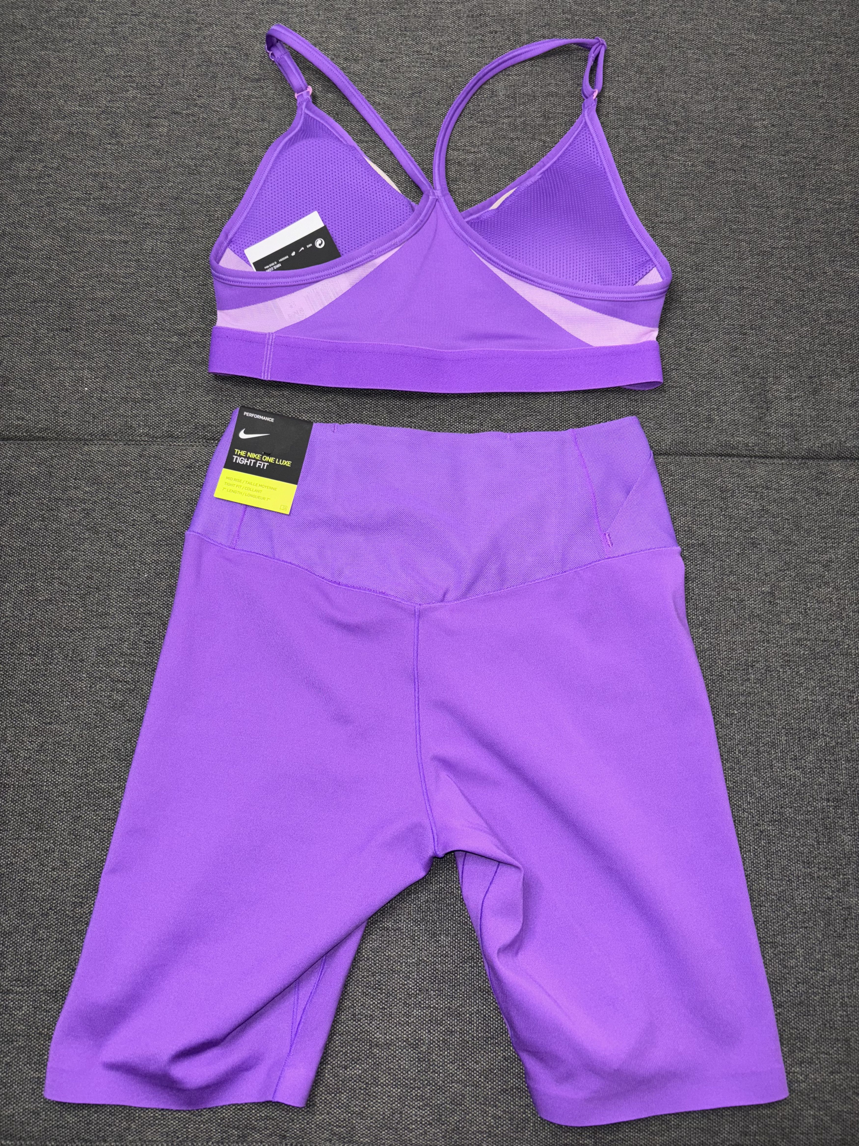 Nike Nike Indy Bra and Dri-Fit Shorts Set Purple Size XS Size 22" - 3 Thumbnail