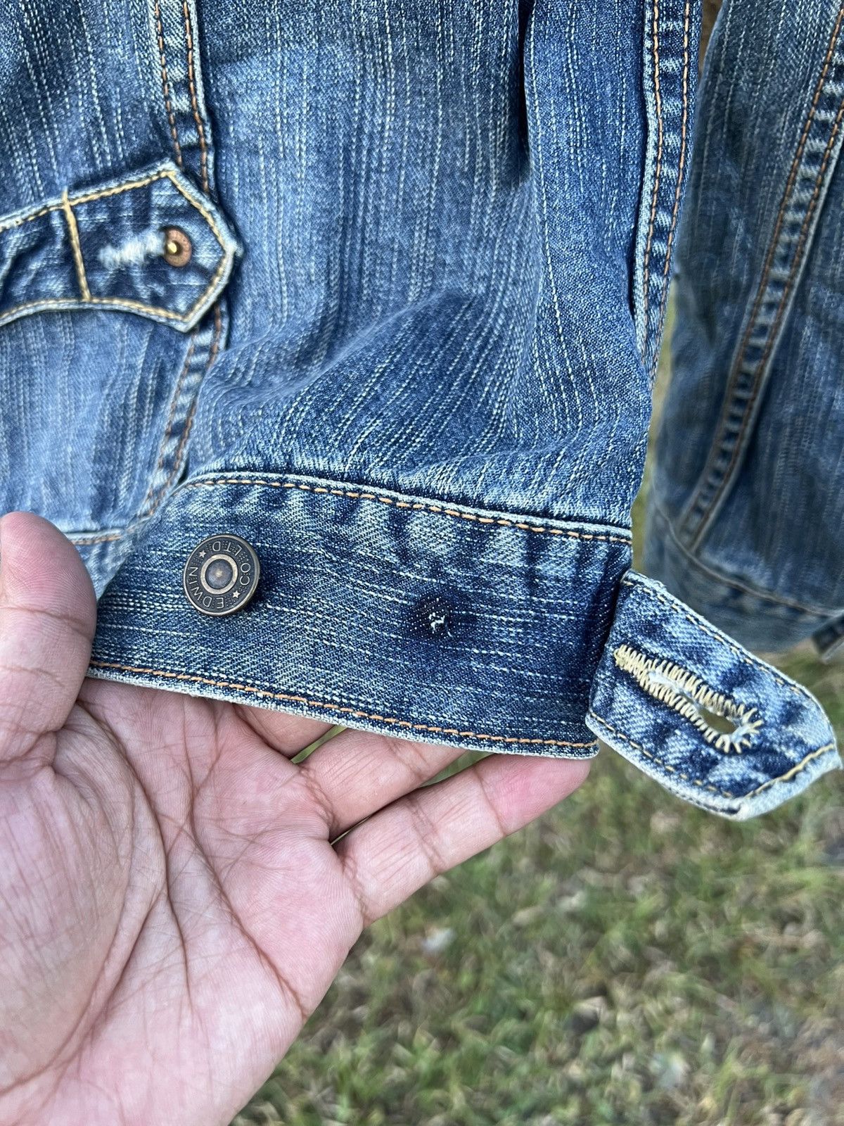 Edwin × If Six Was Nine × Le Grande Bleu (L.G.B.) 90’s style Edwin Distress Faded Denim Jacket Size US S / EU 44-46 / 1 - 14 Thumbnail