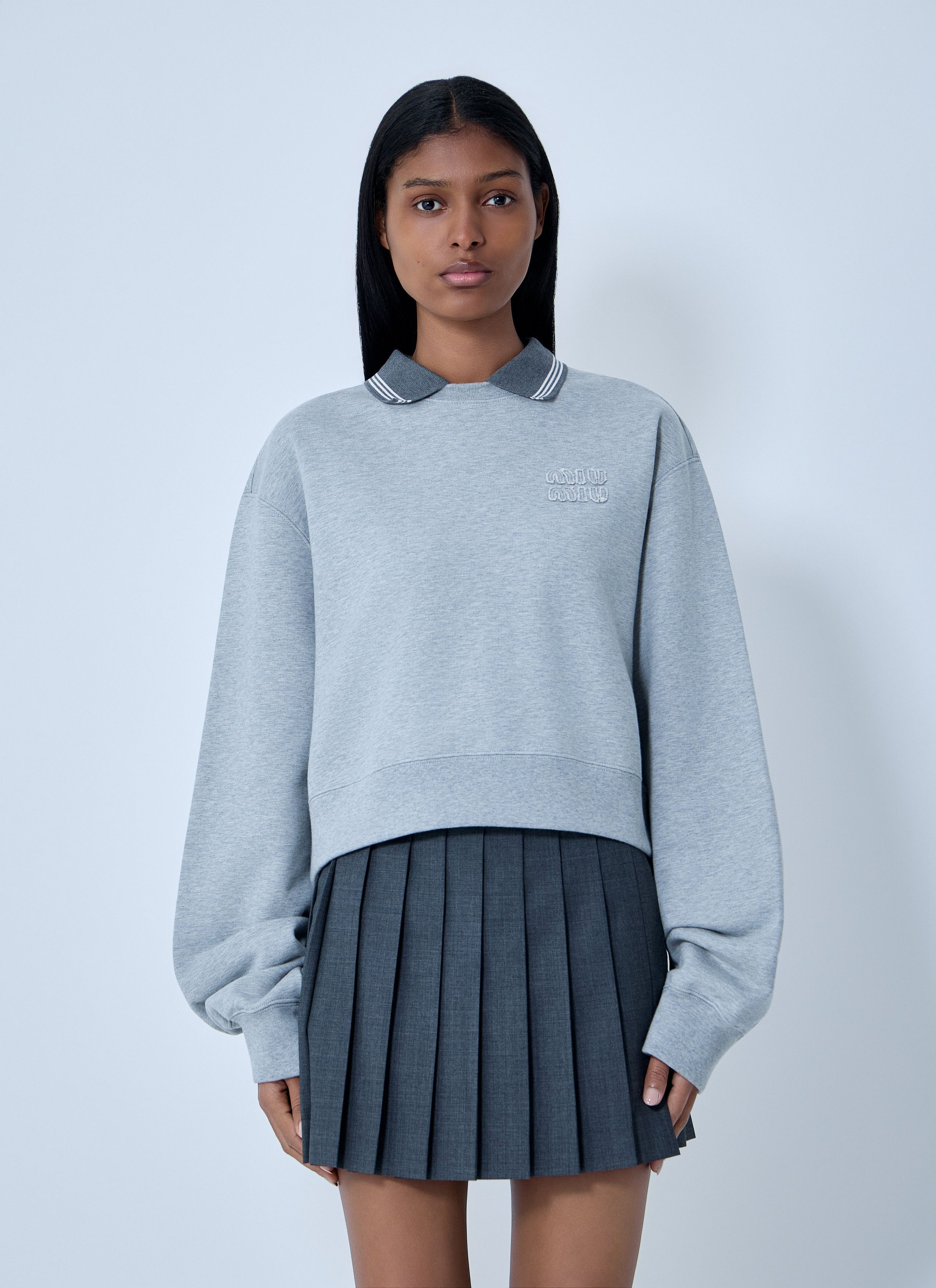 Miu Miu Logo Motif Fleece Sweatshirt Size XS / US 0-2 / IT 36-38 - 1 Thumbnail