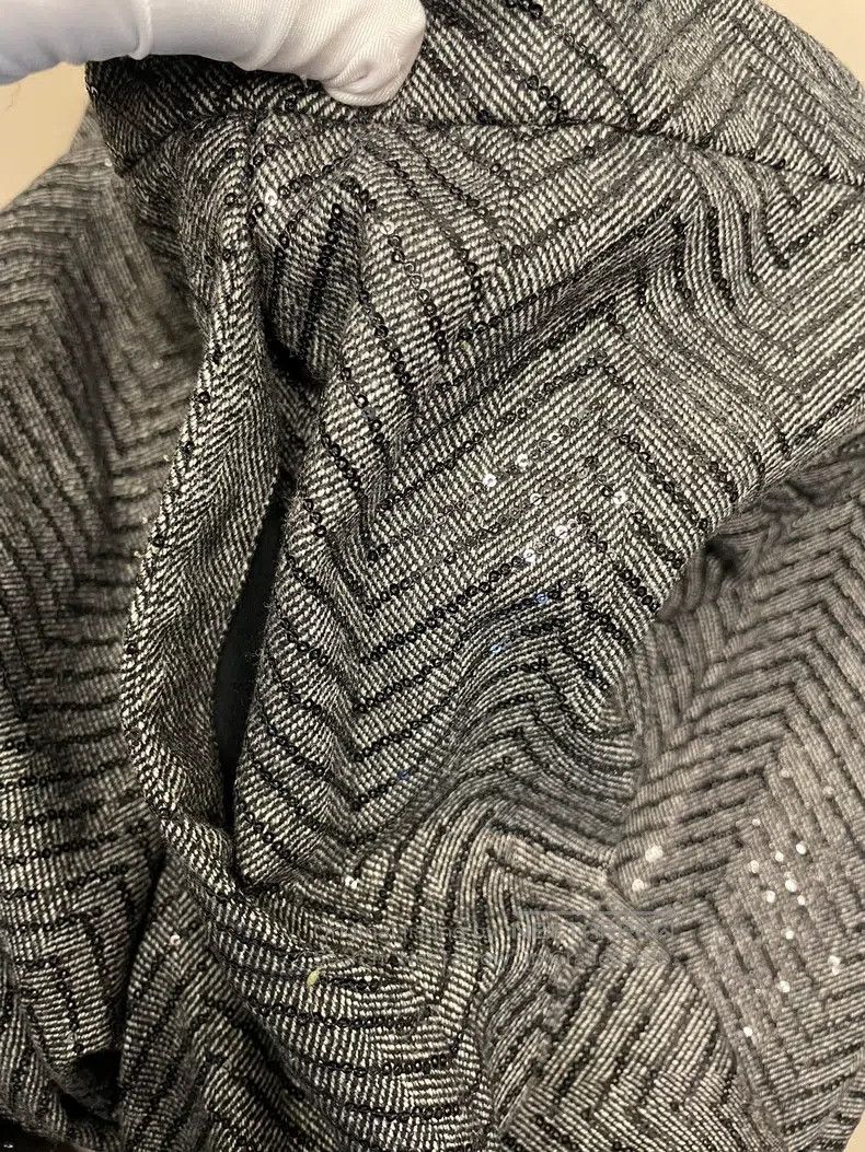 Brunello Cucinelli Brunello Cucinelli Dark Gray Sequined Wool Suit Pants Size 28" / US 6 / IT 42 - 7 Thumbnail