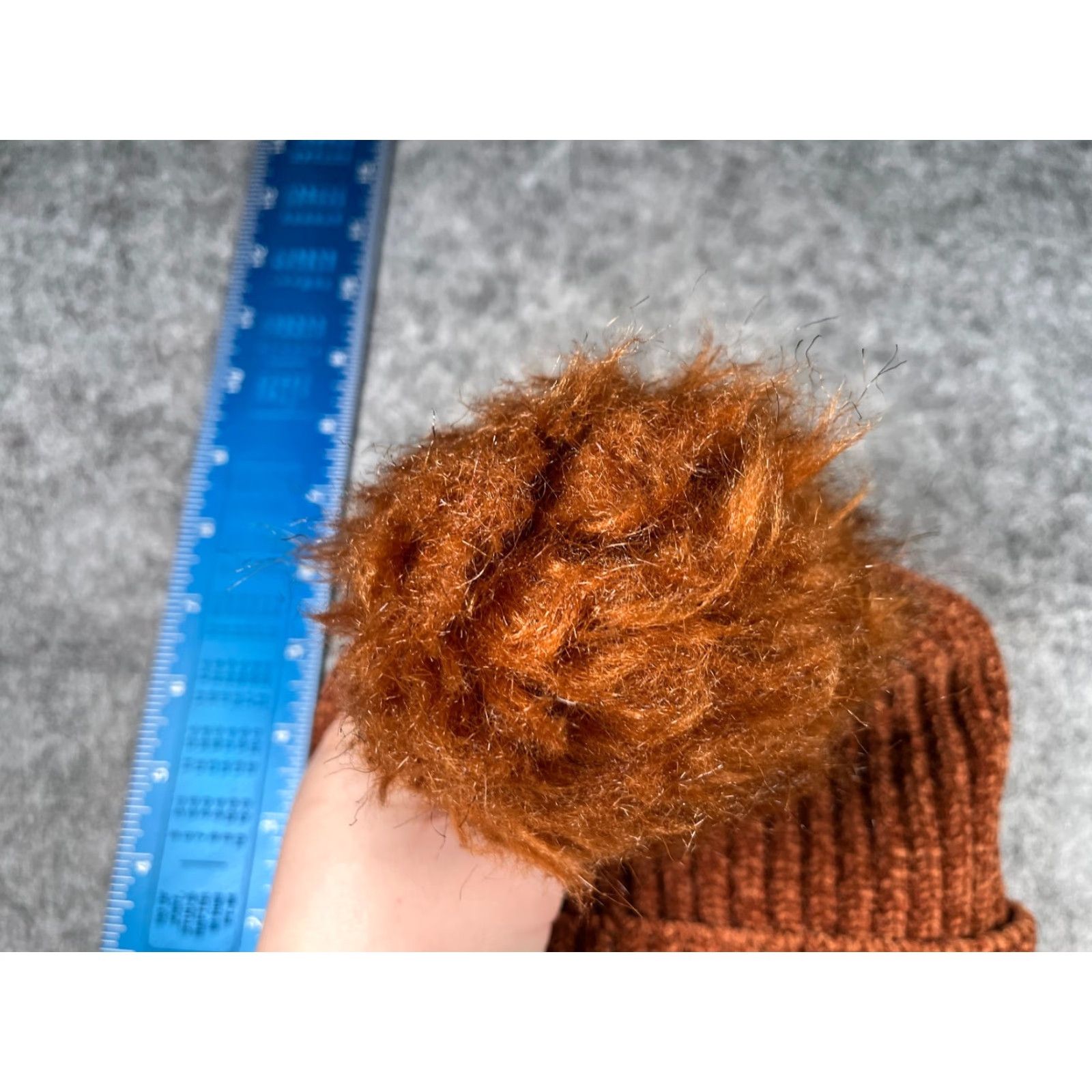 Vintage Beanie Toque Women One Size Orange Knit Acrylic Polyester Blend Lined Ski Pom Hat Womens Children: No Size ONE SIZE - 3 Thumbnail