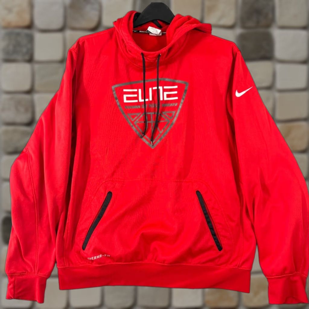 Nike Nike Elite Basketball Hoodie Mens L Red Therma Fit Drawstring Pullover Size US L / EU 52-54 / 3 - 1 Thumbnail
