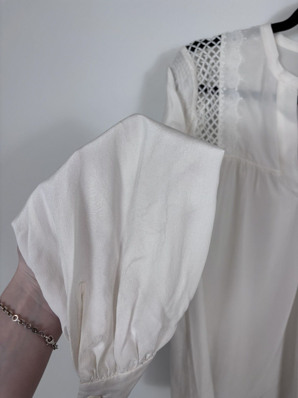 Sandro Sandro Paris NWT Tommy Women’s Ecru White Silk Blouse Shirt Size S / US 4 / IT 40 - 12 Thumbnail