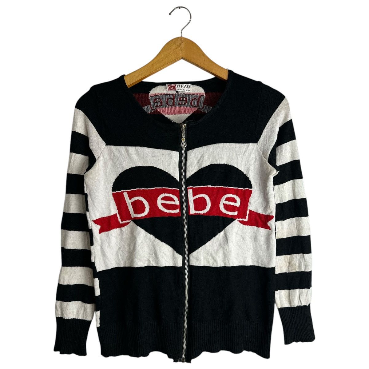 Japanese Brand BEBE STRIPE BLACK AND WHITE ZIPPER KURT COBAIN GRUNGE STYLE Size XS / US 0-2 / IT 36-38 - 1 Thumbnail