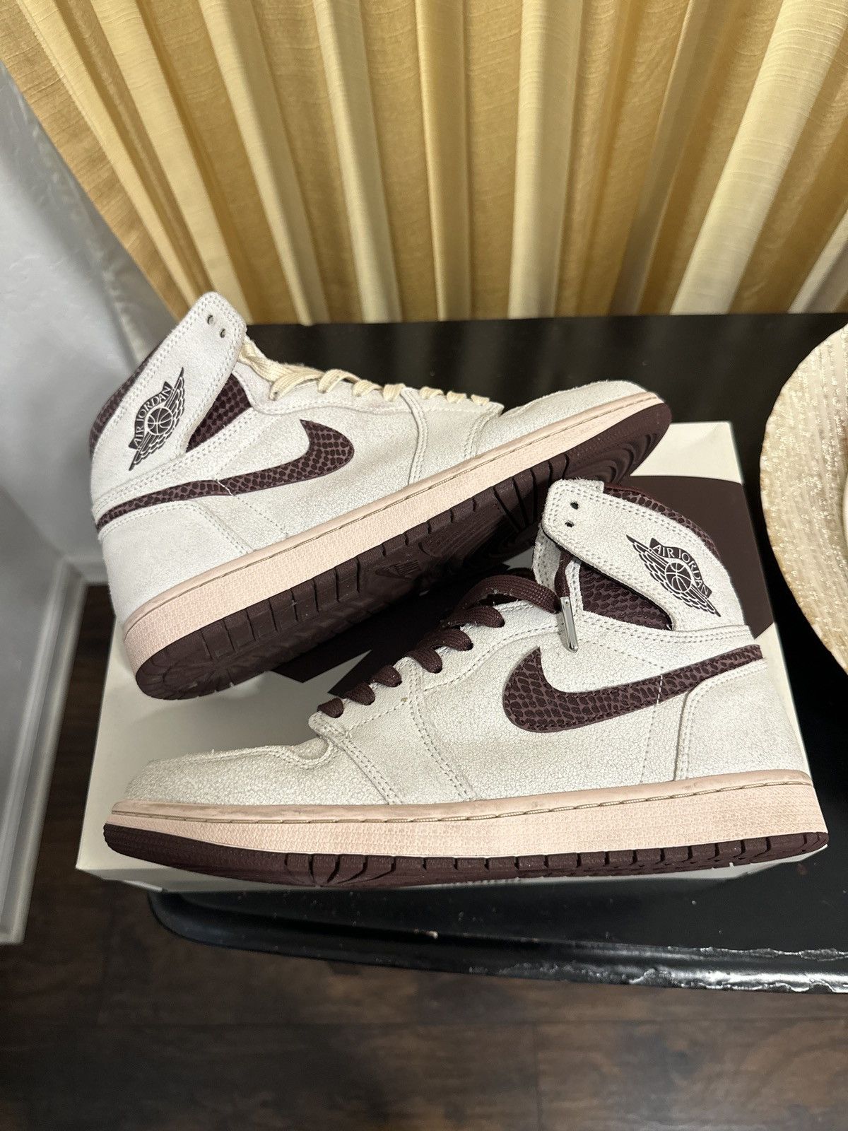 image of A Ma Maniere X Air Jordan 1 “Airness” Shoes in Cream, Men's (Size 10)