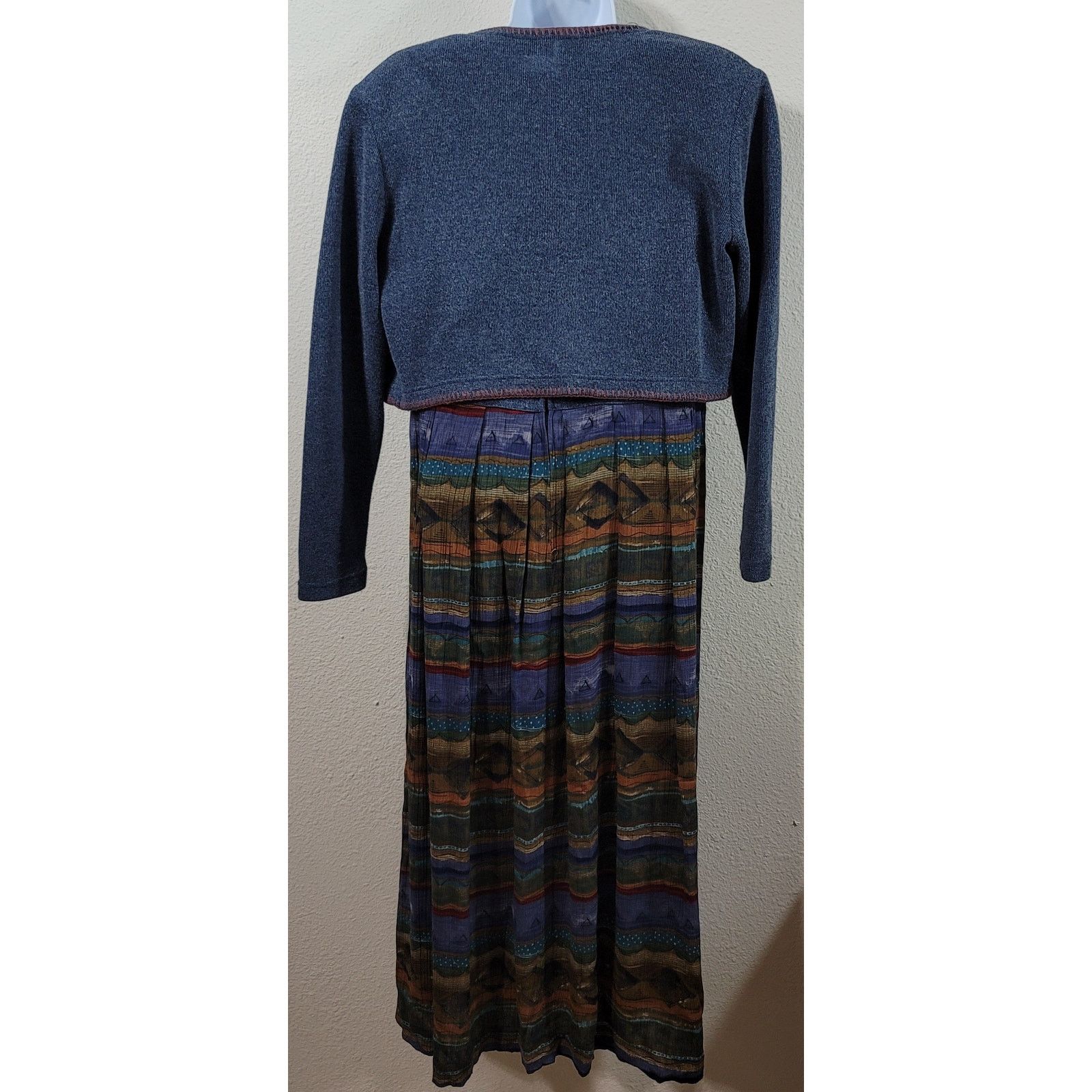 Other Karin Stevens Blue Knit Midi Dress W/Jacket 8P Buttons Size M / US 6-8 / IT 42-44 - 3 Thumbnail