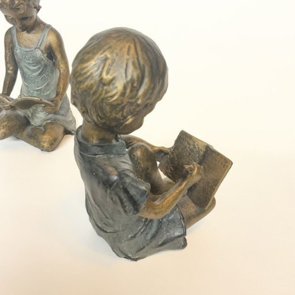 Other VTG SPI Home Pair of Cast Brass Boy & Girl Sculptural 7" Tal Size ONE SIZE - 5 Thumbnail