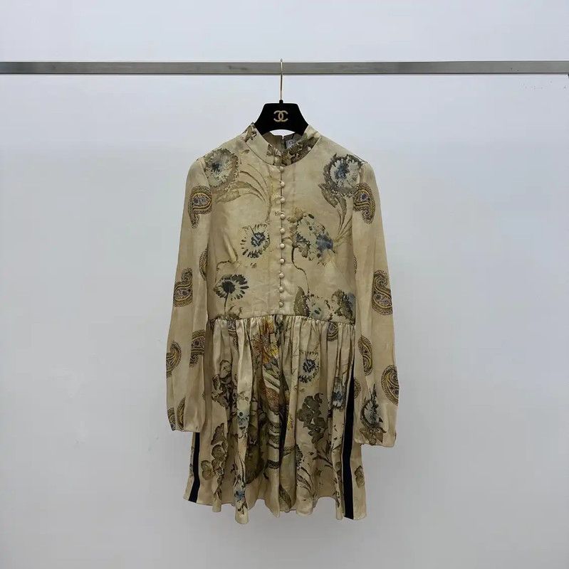 Dior Dior Khaki Floral Print Dress for Women 0089 Size S / US 4 / IT 40 - 1 Thumbnail