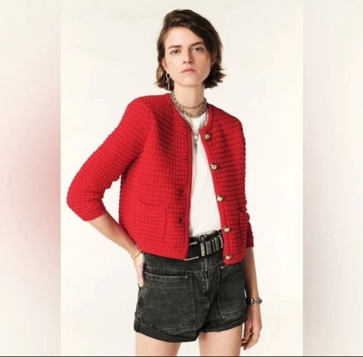 ba&sh BA&SH 1size BASH Gaspard Tweed Knitwear cardigan jacket Size S / US 4 / IT 40 - 2 Thumbnail