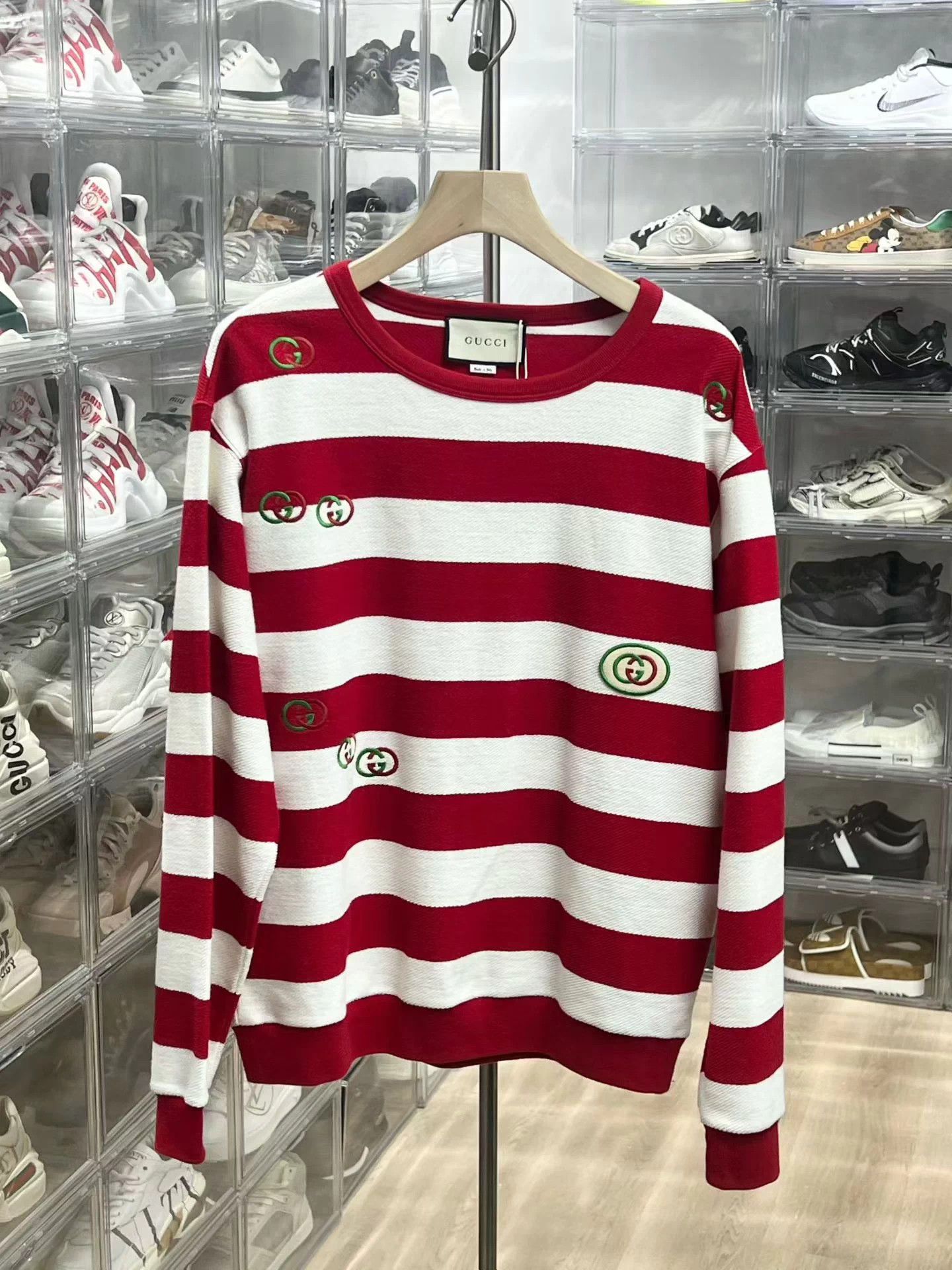Gucci GUCCI striped embroidered logo crewneck XS Size US XS / EU 42 / 0 - 1 Thumbnail