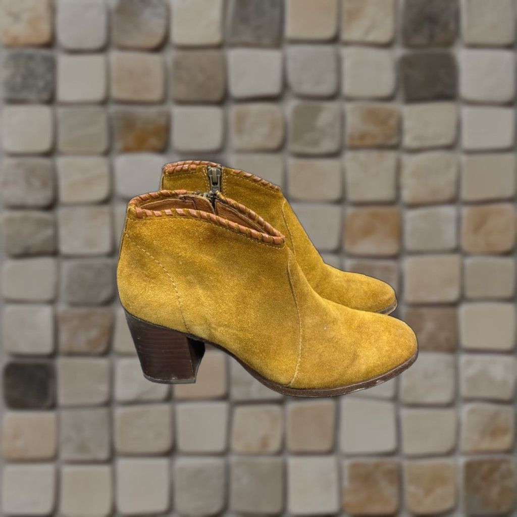 Frye Frye Nora Whipstitch Boots Womens Size 6 B Wheat Suede Side Zip Bootie Casual Fall Winter Spring Summer Leather Lining Rubber Outsole Block Heel Mens? Size US 6 / IT 36 - 1 Thumbnail