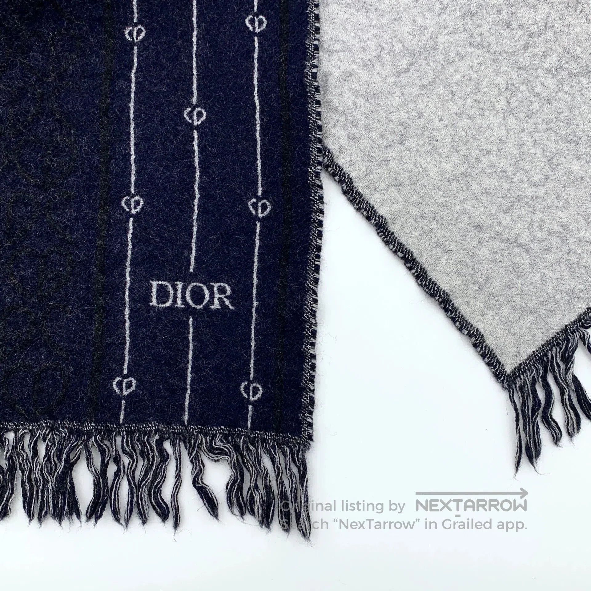 Dior Dior Blue CD Embroidered Wool Scarf. Size ONE SIZE - 5 Thumbnail