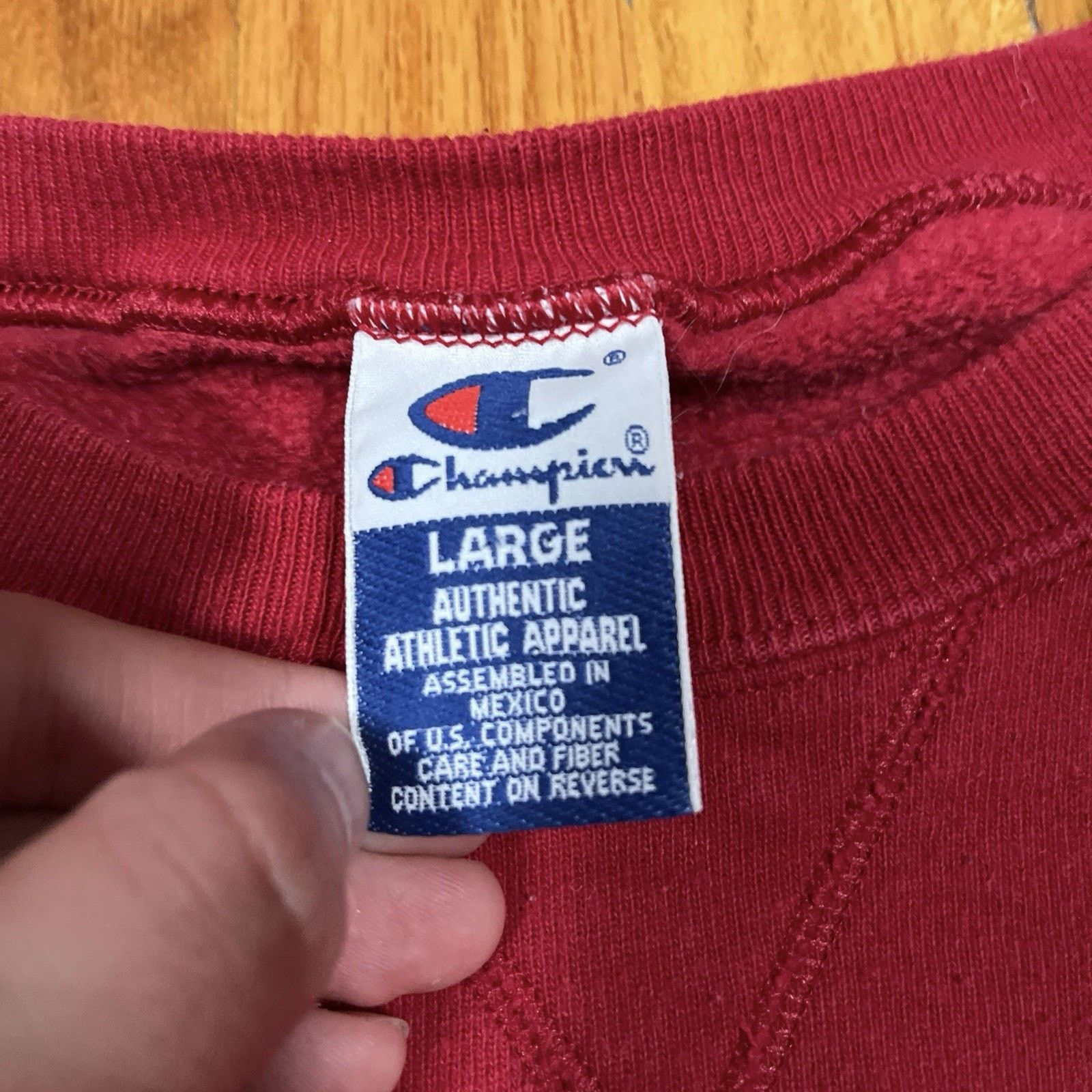 Champion VTG Champion Reverse Weave Crewneck Red Blank 90s Y2K Flaw Size US L / EU 52-54 / 3 - 4 Thumbnail