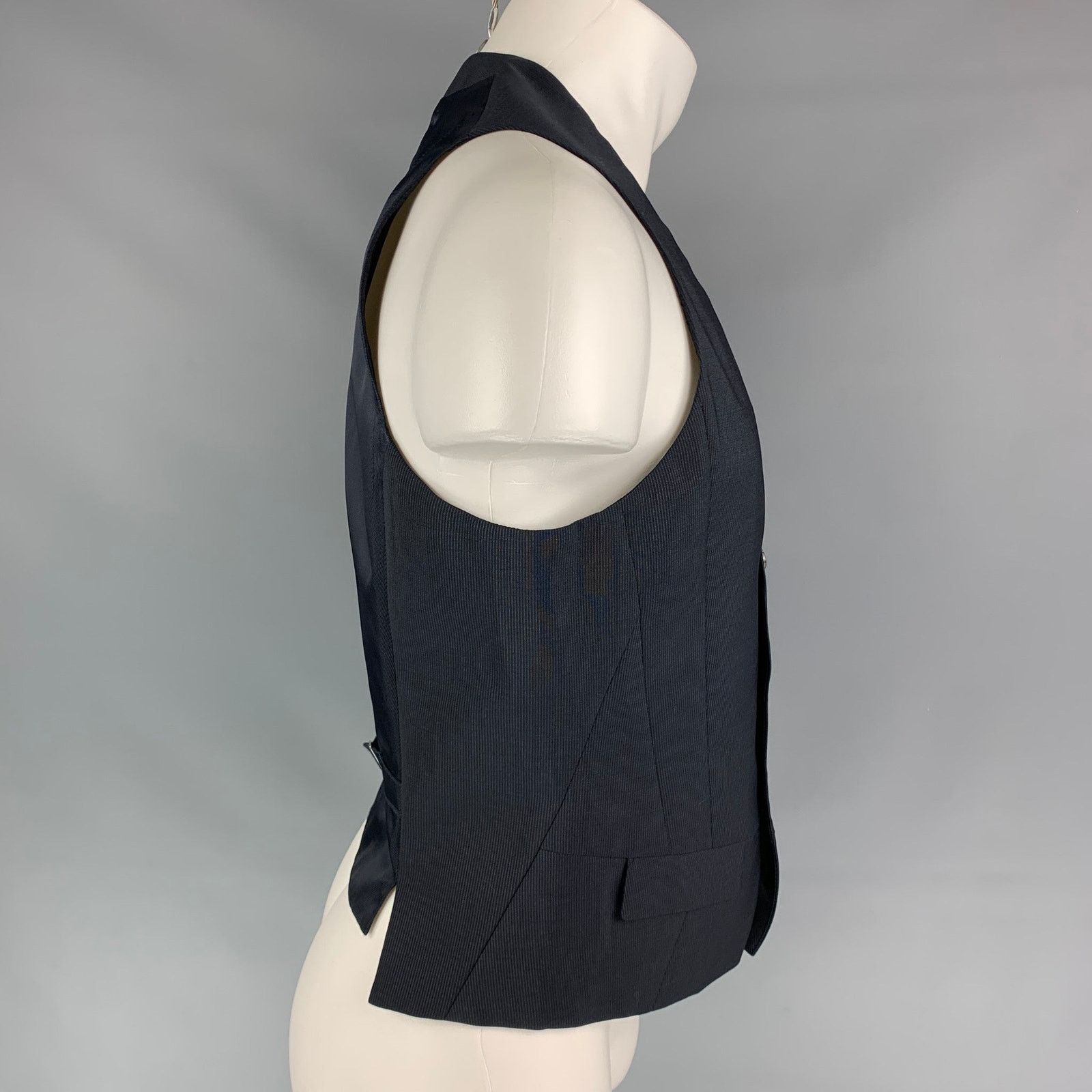 Neil Barrett Size 38 Black Pinstripe Wool Double Breasted Vest Size 38R - 2 Thumbnail