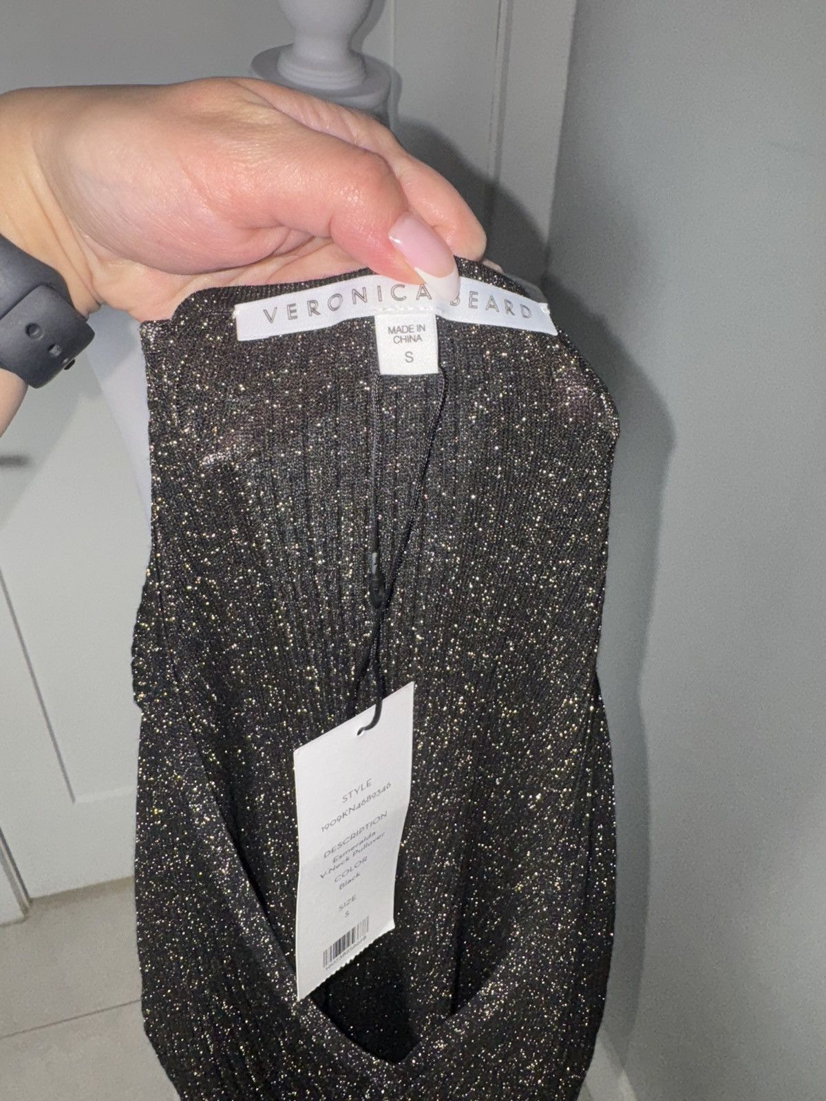 Veronica Beard Veronica Beard Esmeralda Metallic V-Neck Top/ SMALL Size S / US 4 / IT 40 - 6 Thumbnail