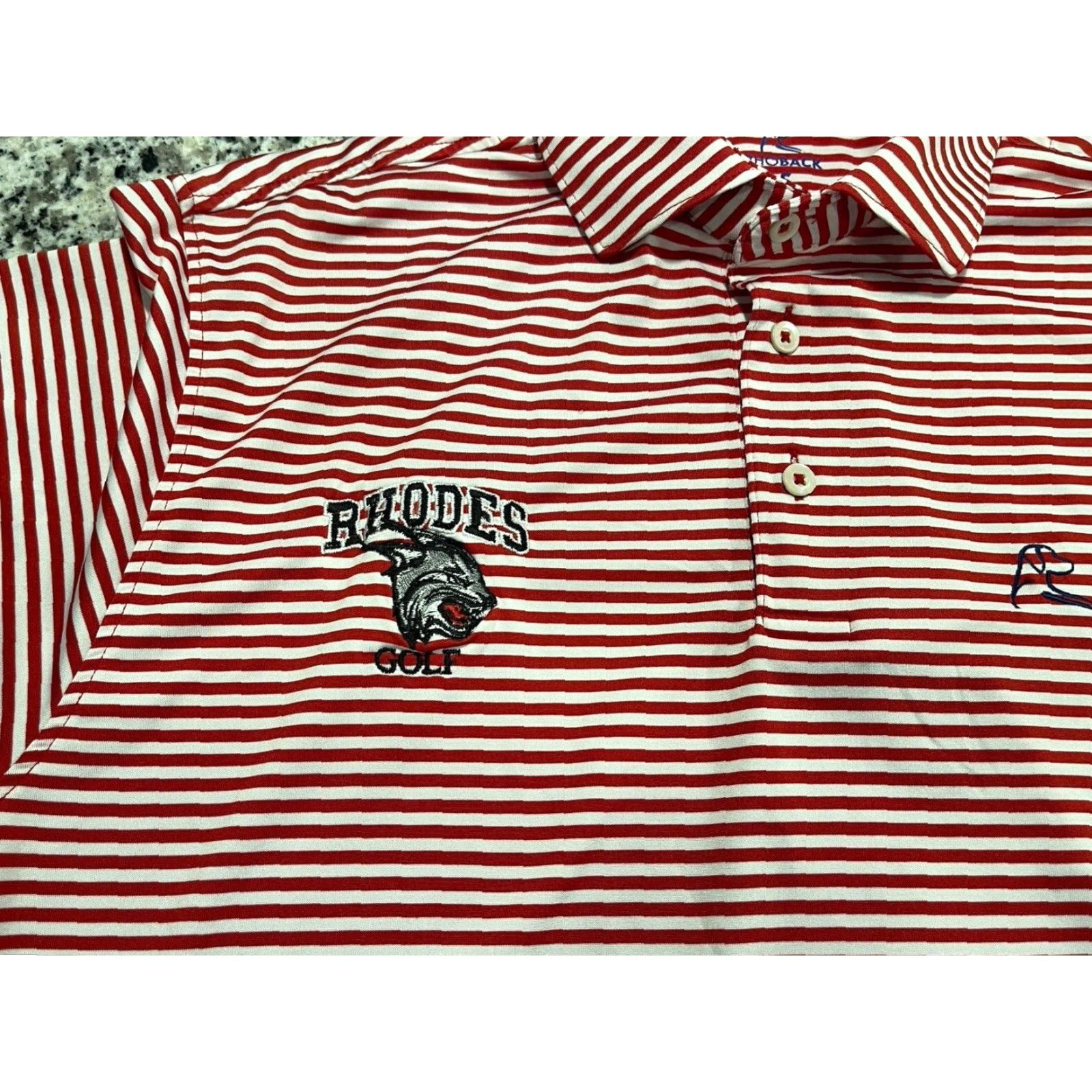 Vintage Rhoback Polo Shirt Striped Short Sleeve Men Size S Red White Embroidered Logo Golf Casual Size US S / EU 44-46 / 1 - 3 Thumbnail