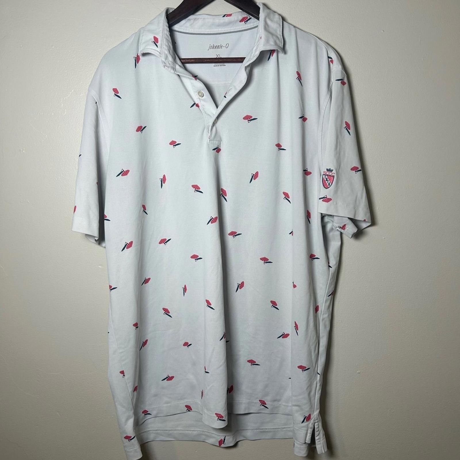 johnnie-O Johnnie O Mens Polo Shirt XL Short Sleeve White Print Golf Size US XL / EU 56 / 4 - 1 Thumbnail