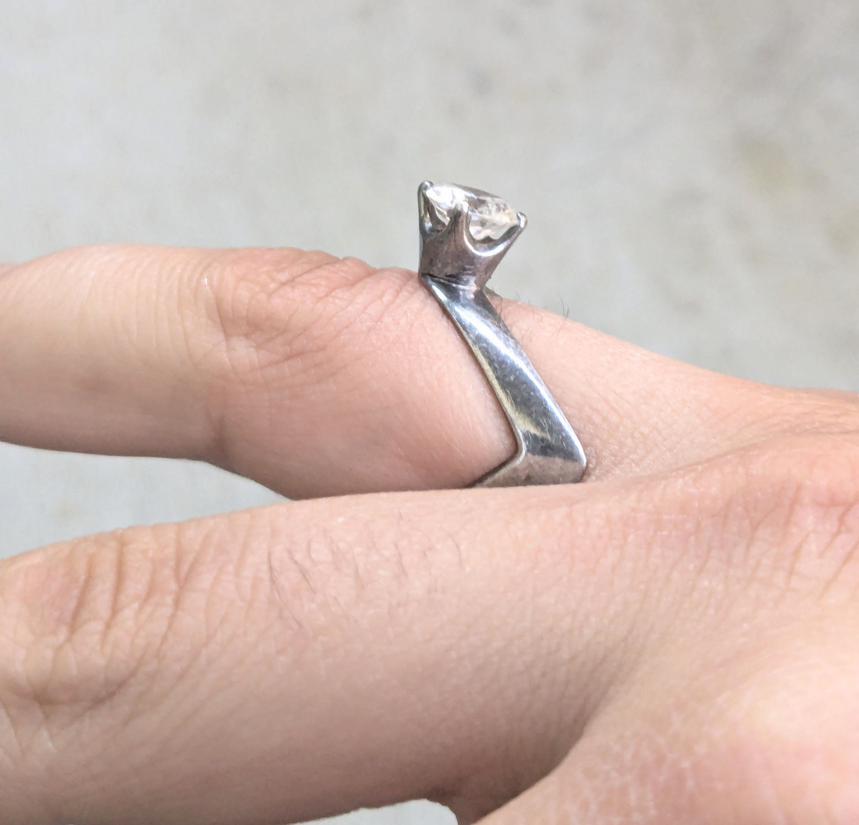 Other Vintage Sterling Silver Ring CZ Clear 7 Modern Abstract Size ONE SIZE - 2 Thumbnail