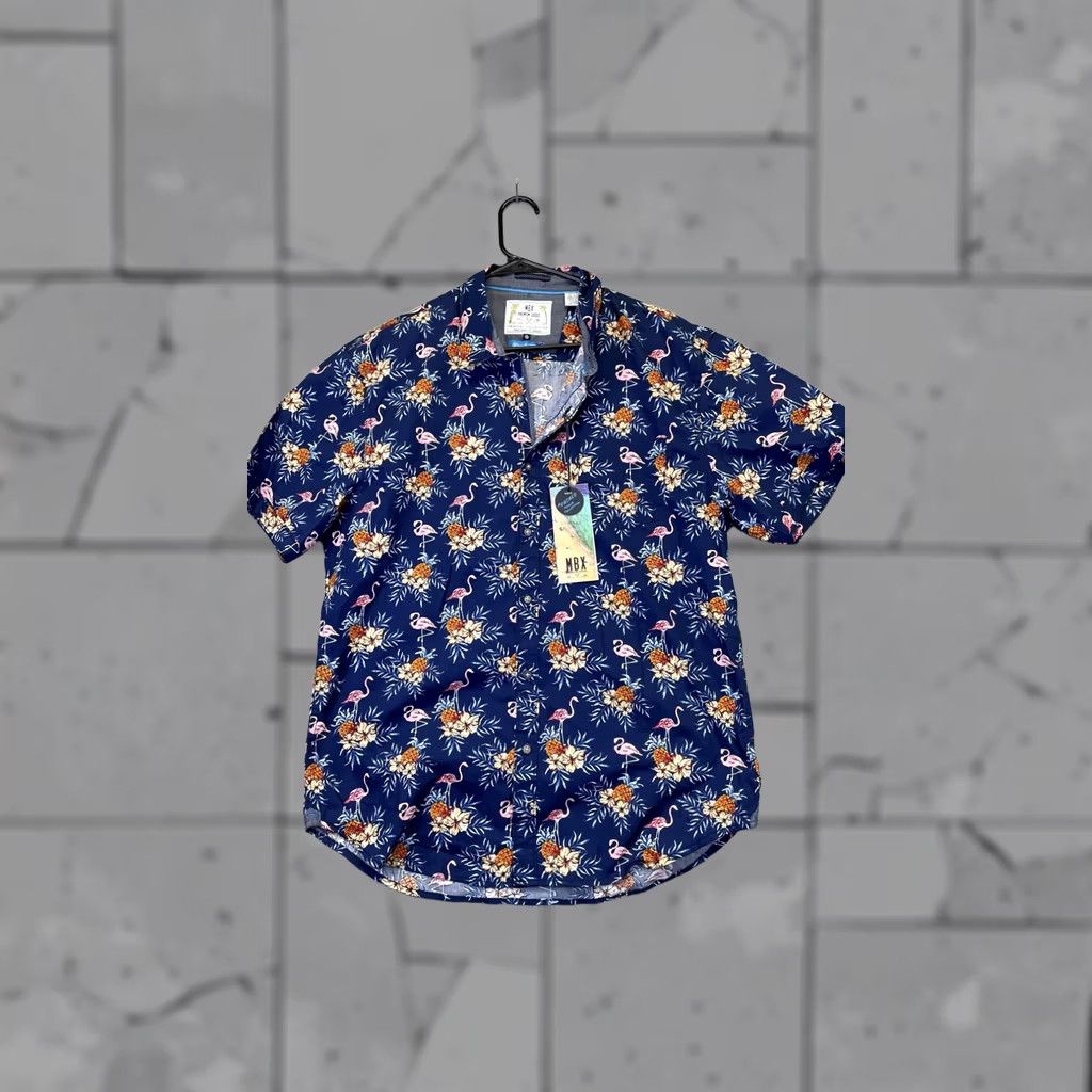 Paradise MBX Shirt Mens XL Navy Paradise Slim Fit Peached Poplin Hawaiian Size US XL / EU 56 / 4 - 1 Thumbnail