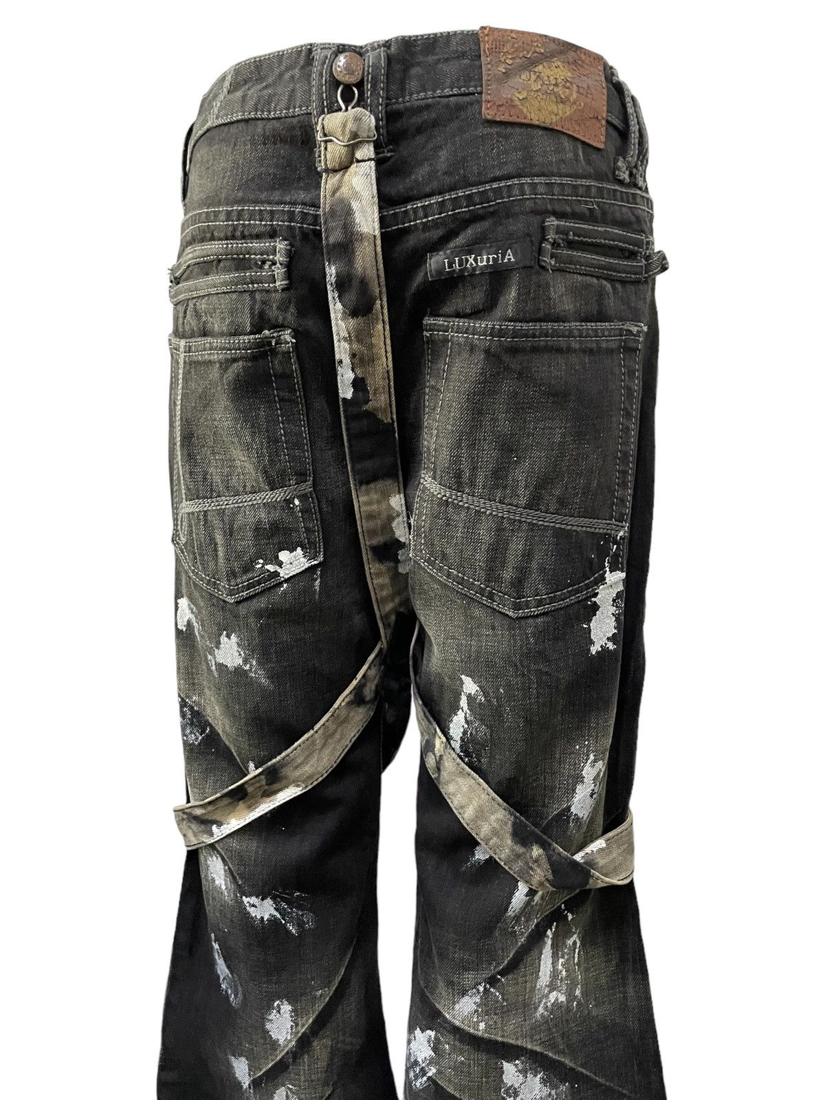 Luxuria Japan Flared Wide Leg Loose Laser Wash Man Jeans