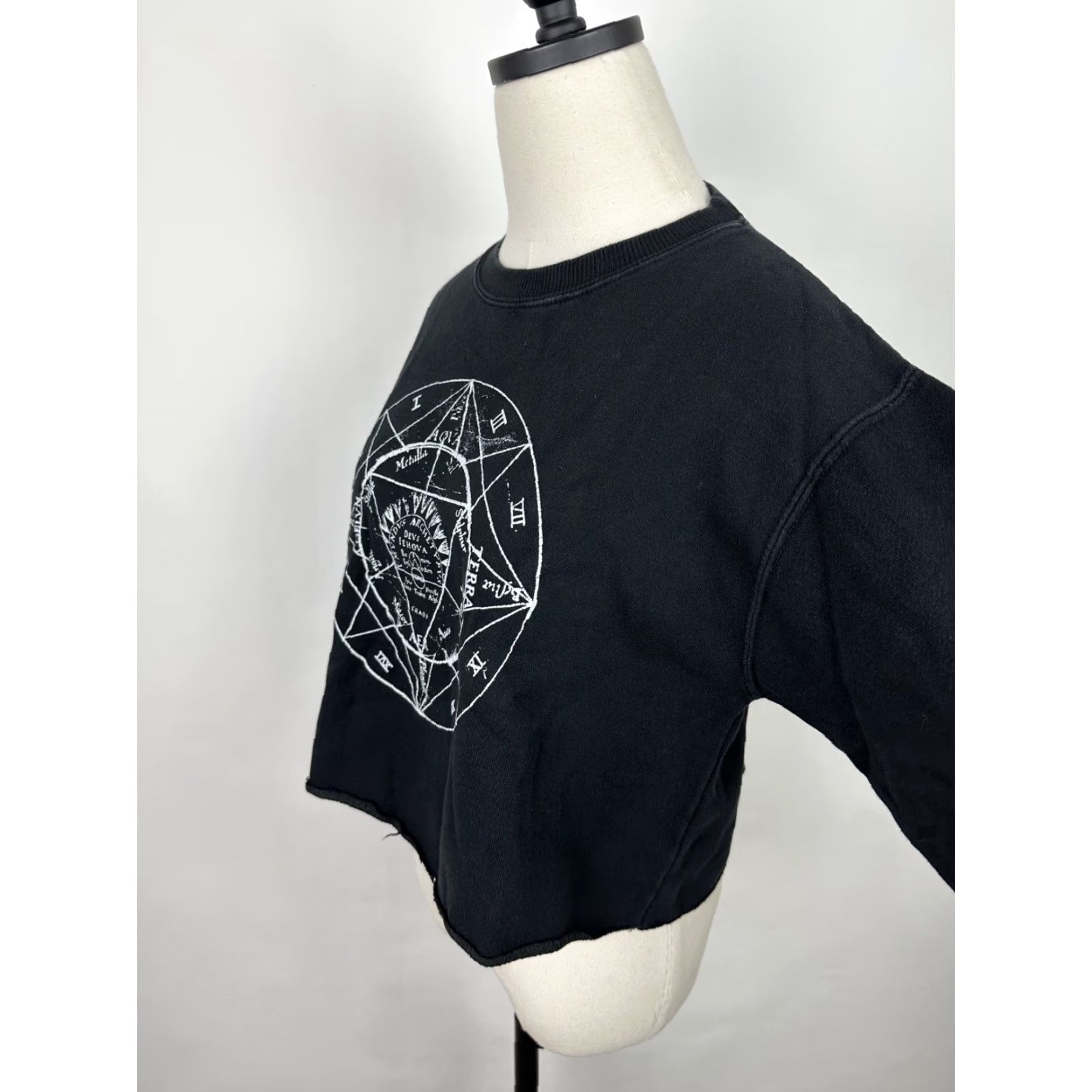 Vintage John Galt Sweatshirt Womens Small Halloween Black Cropped Raw Hem Witch Crewneck Shirt Size S / US 4 / IT 40 - 6 Thumbnail
