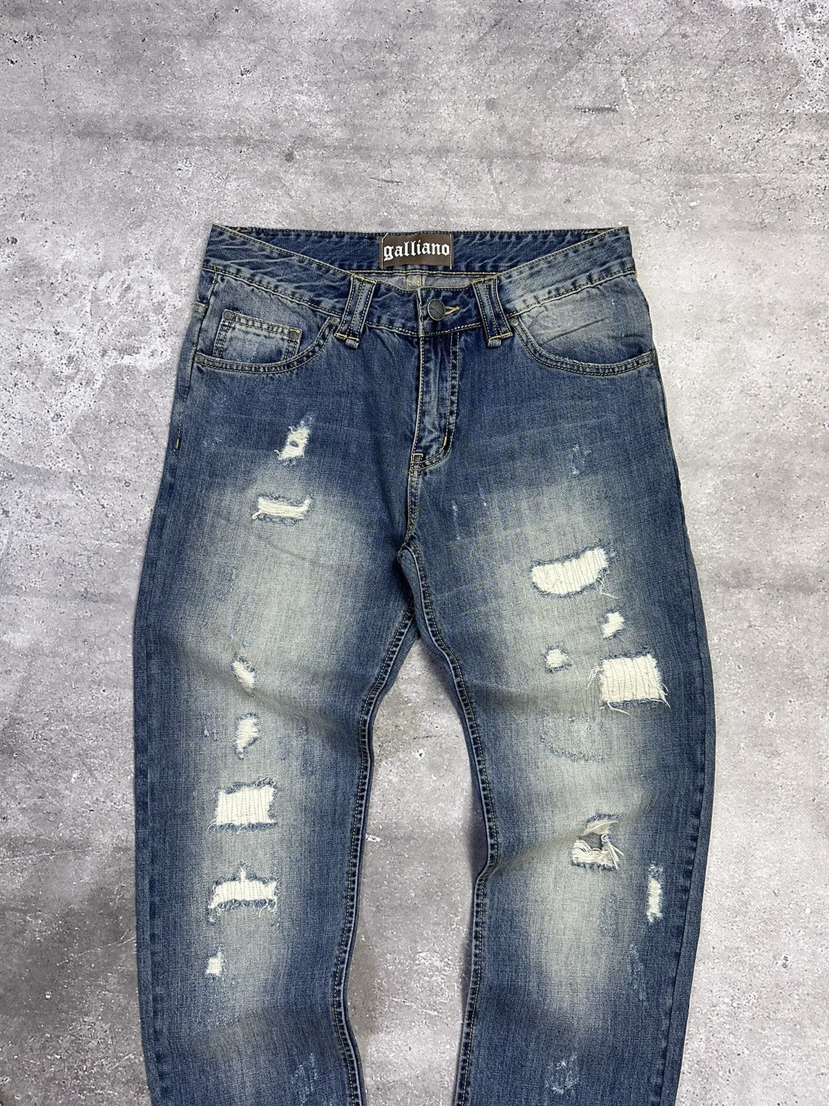 John Galliano × Vintage Vintage Galliano Distressed Blue Jeans Pants Size US 33 - 4 Thumbnail