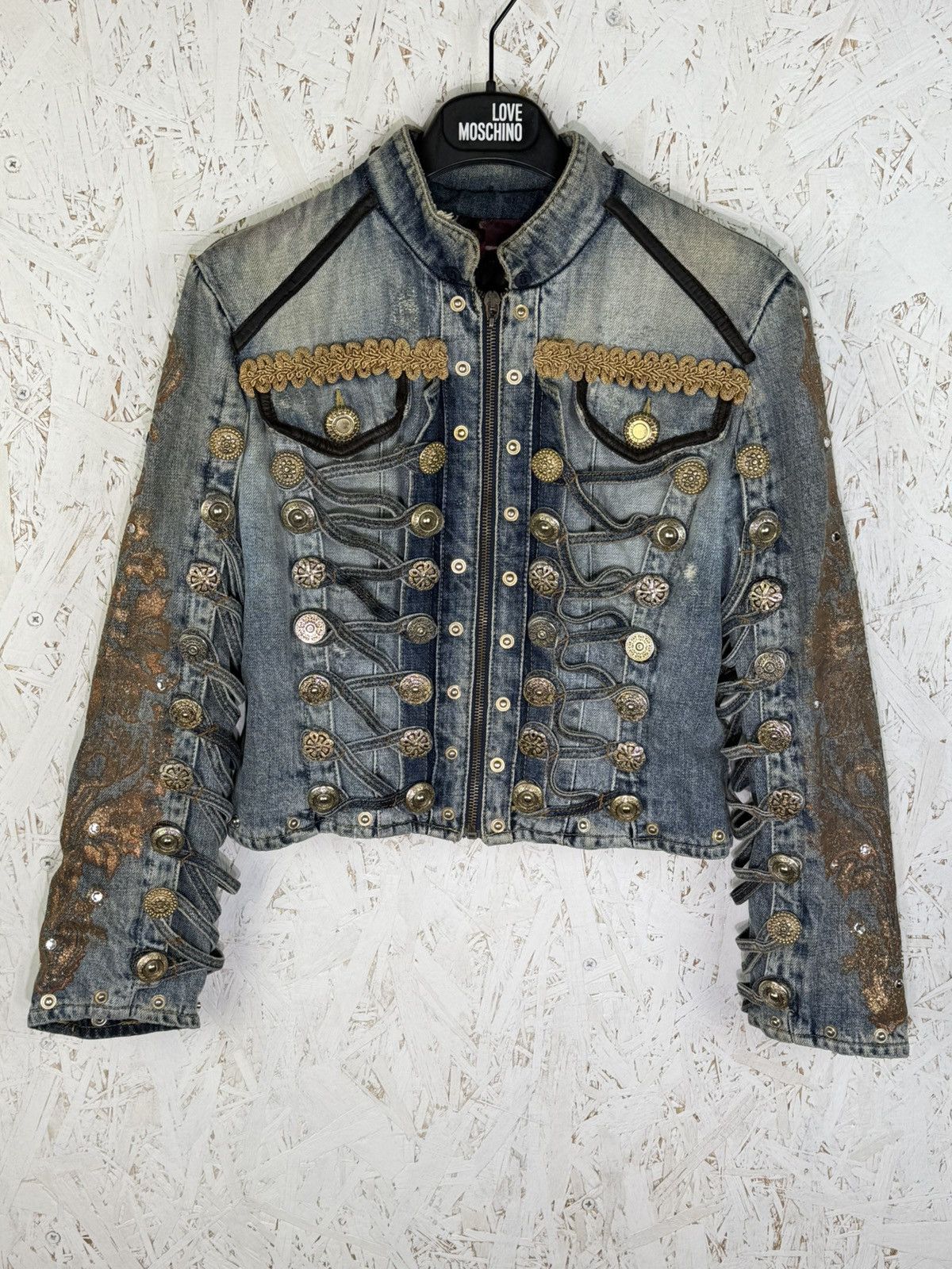 Roberto Cavalli Just Cavalli 2005 Runway Napoleon Denim Jacket Blue IT40 Size S / US 4 / IT 40 - 1 Thumbnail