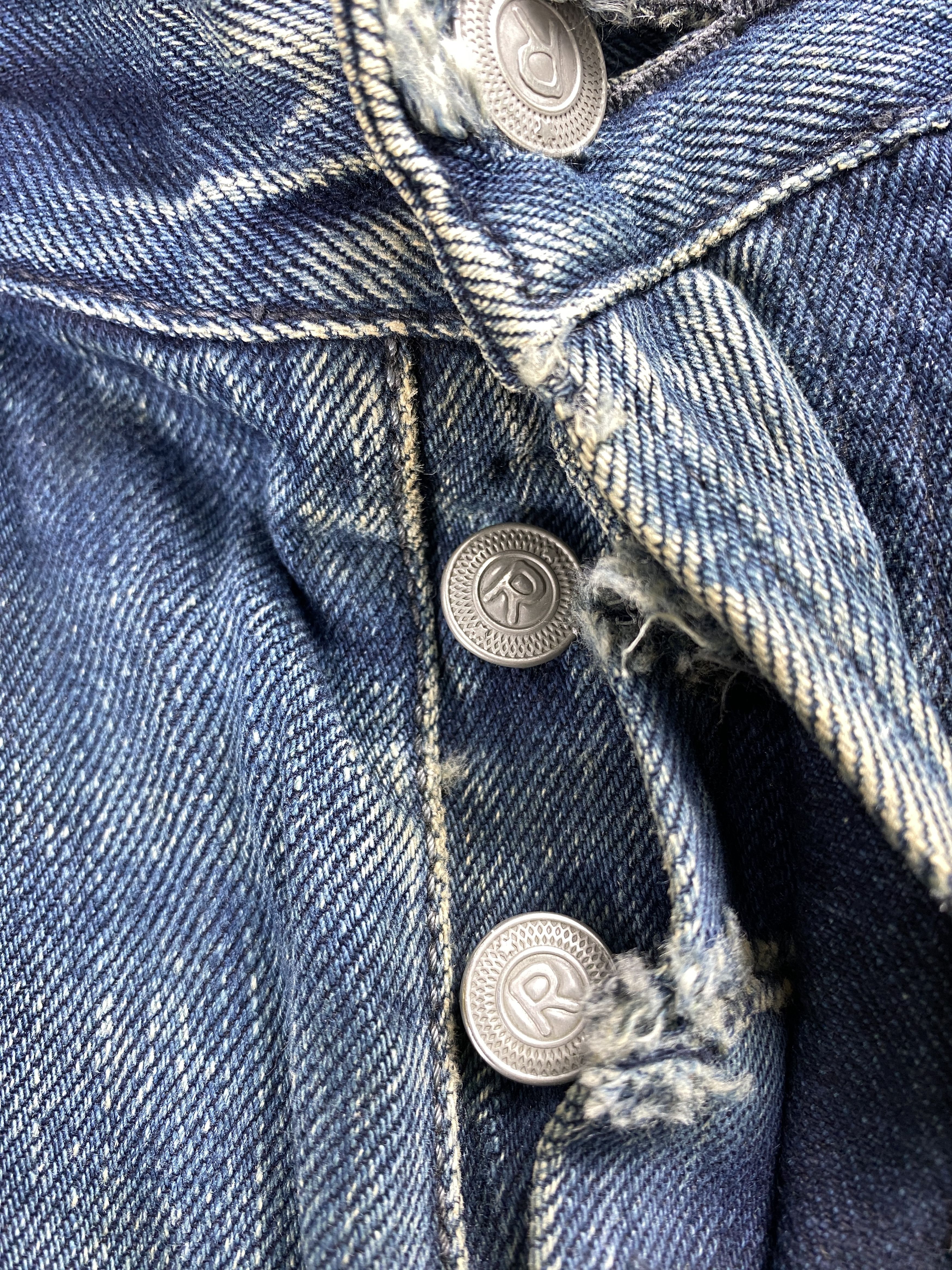 Vintage 💢 Selvedge Vintage R Faded Blue Jeans CP0079 Size US 33 - 4 Thumbnail