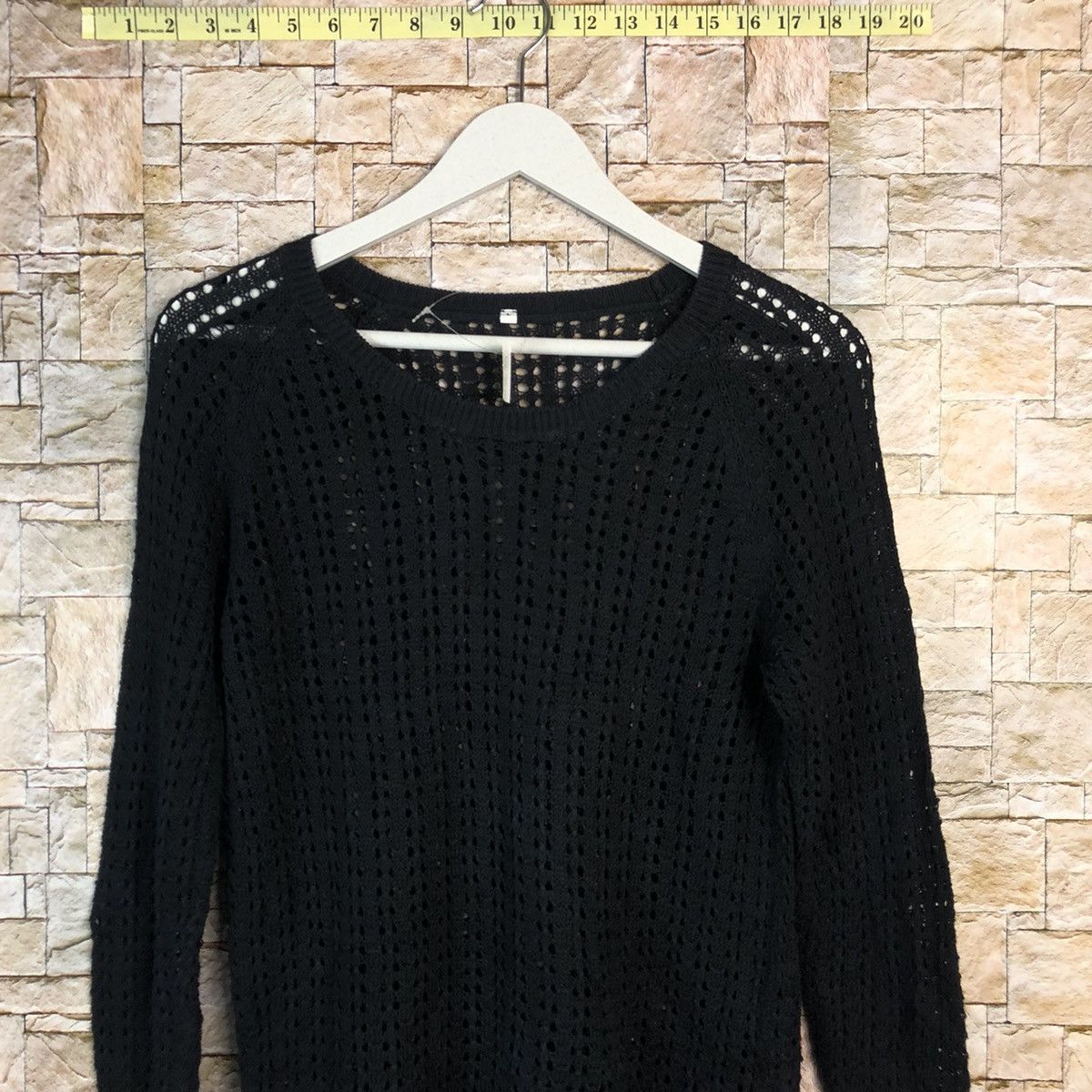 Homespun Knitwear × Japanese Brand Japan crochet meshnet Black Knitwear #A854 Size L / US 10 / IT 46 - 2 Thumbnail