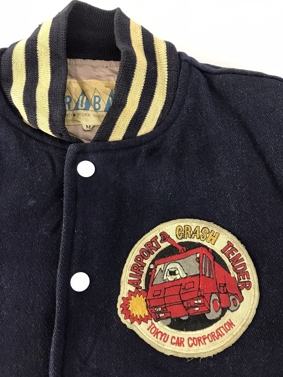 Japanese Brand 90s Ruby Airport Crash Tender Varsity Jacket Leather Sleeve Size US M / EU 48-50 / 2 - 4 Thumbnail