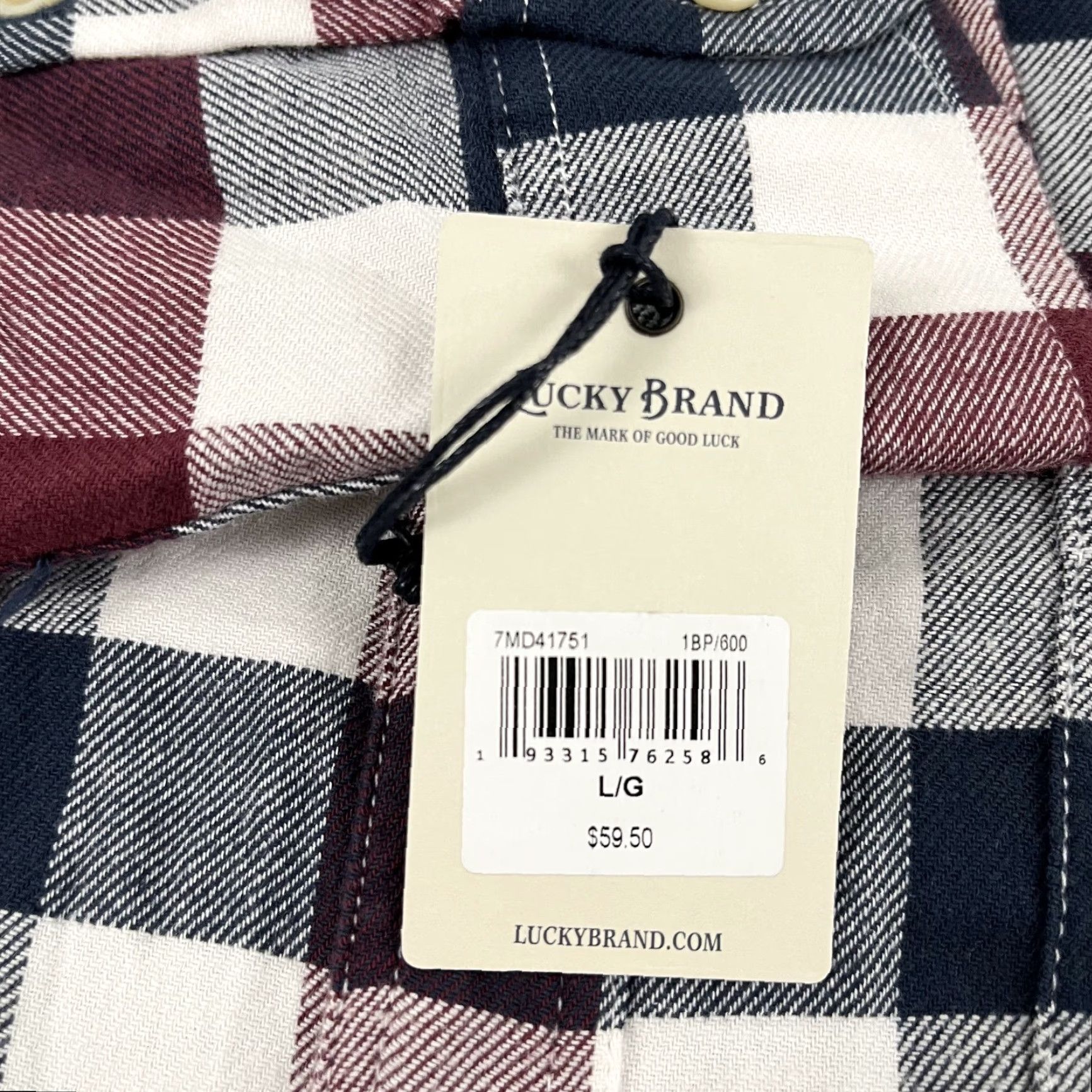 Lucky Brand Lucky Brand Flannel Shirt Mens Large Red White Blue Plaid Button Up Stretch NEW Size US L / EU 52-54 / 3 - 3 Thumbnail