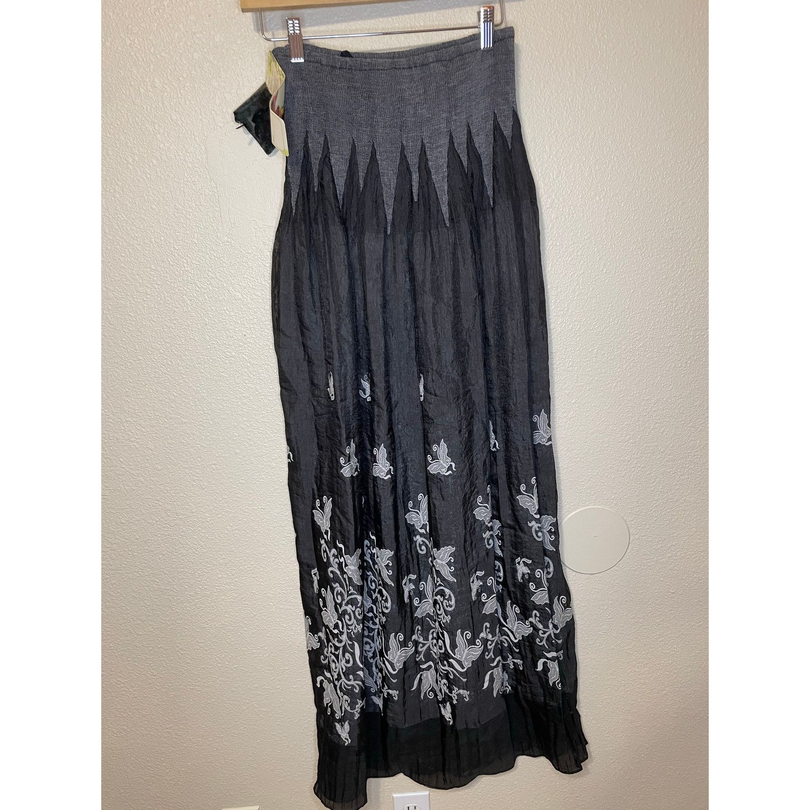 Other NWT Lapis Boho Black Floral Butterfly Midi Dress/ Skirt OS Size ONE SIZE - 2 Thumbnail