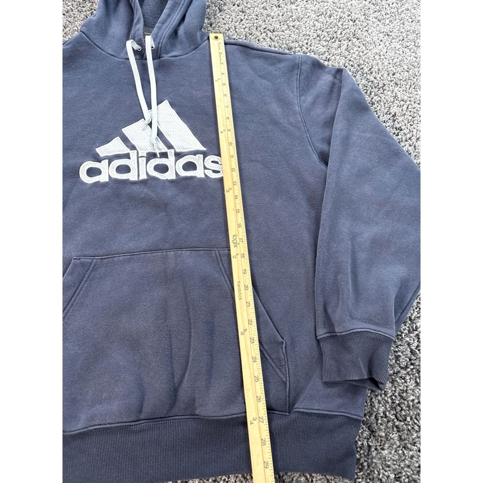 Adidas VINTAGE Adidas Hoodie Mens XL Black Striped Drawstring Pullover Y2K Oversized Classic Size US XL / EU 56 / 4 - 2 Thumbnail