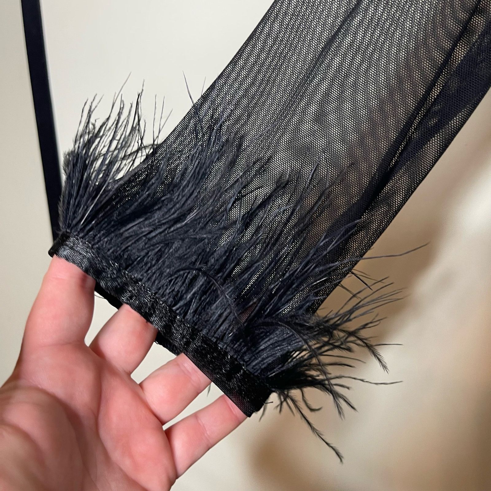 Amanda Uprichard Amanda Uprichard Vixen Mini Dress Ostrich Feather Cuff Black Size XL / US 12-14 / IT 48-50 - 7 Thumbnail