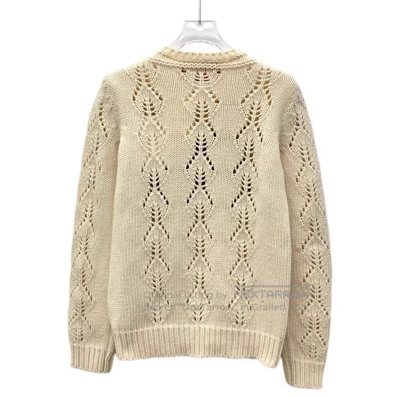 Valentino Valentino Beige cherry embroidered wool crew neck long sle Size S / US 4 / IT 40 - 2 Thumbnail