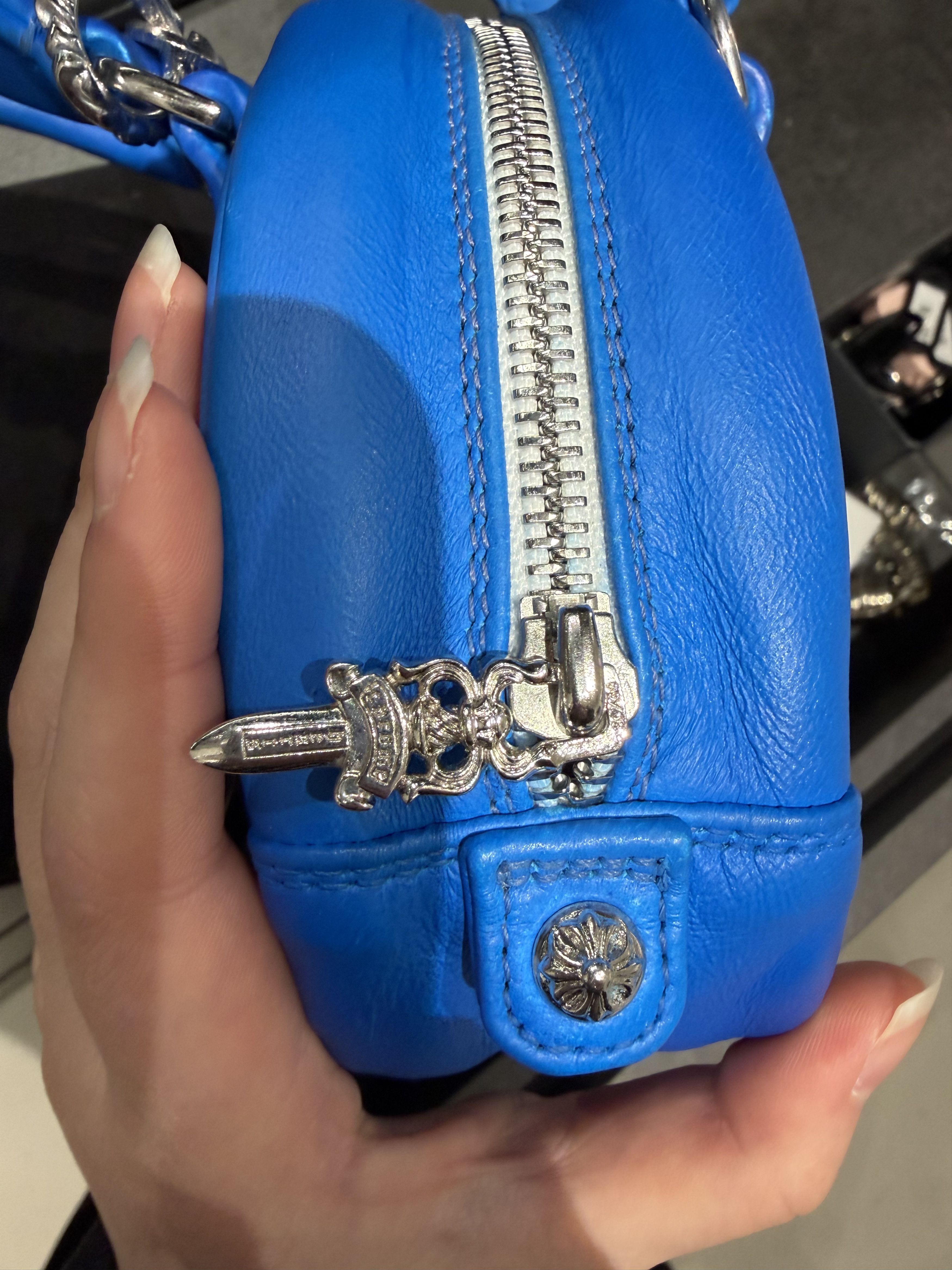 Chrome Hearts Chrome Hearts Electric Blue Leather Cross Patch Mini Gym Bag Size ONE SIZE - 5 Thumbnail