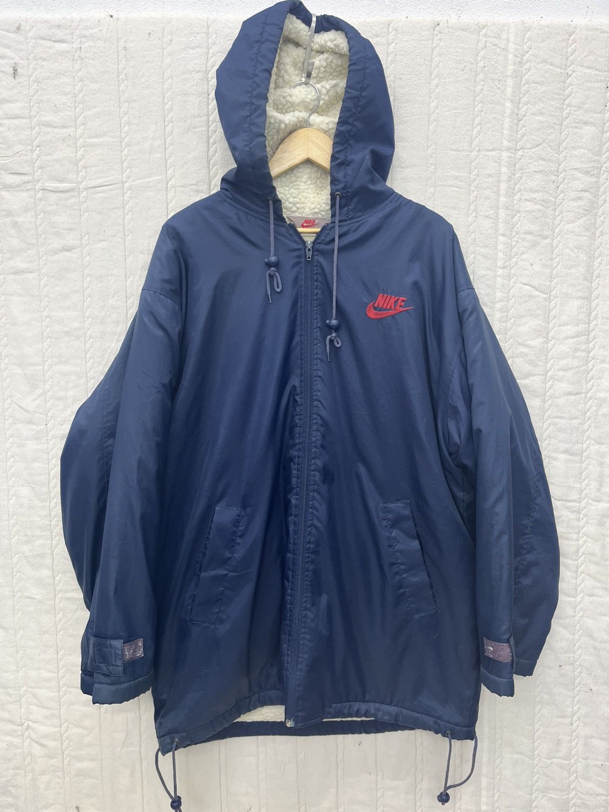 Japanese Brand × Nike × Vintage ARCHIVES🔥NIKE SWOOSH BACK HIT SHEARLING JACKET HOODED Size US L / EU 52-54 / 3 - 2 Thumbnail