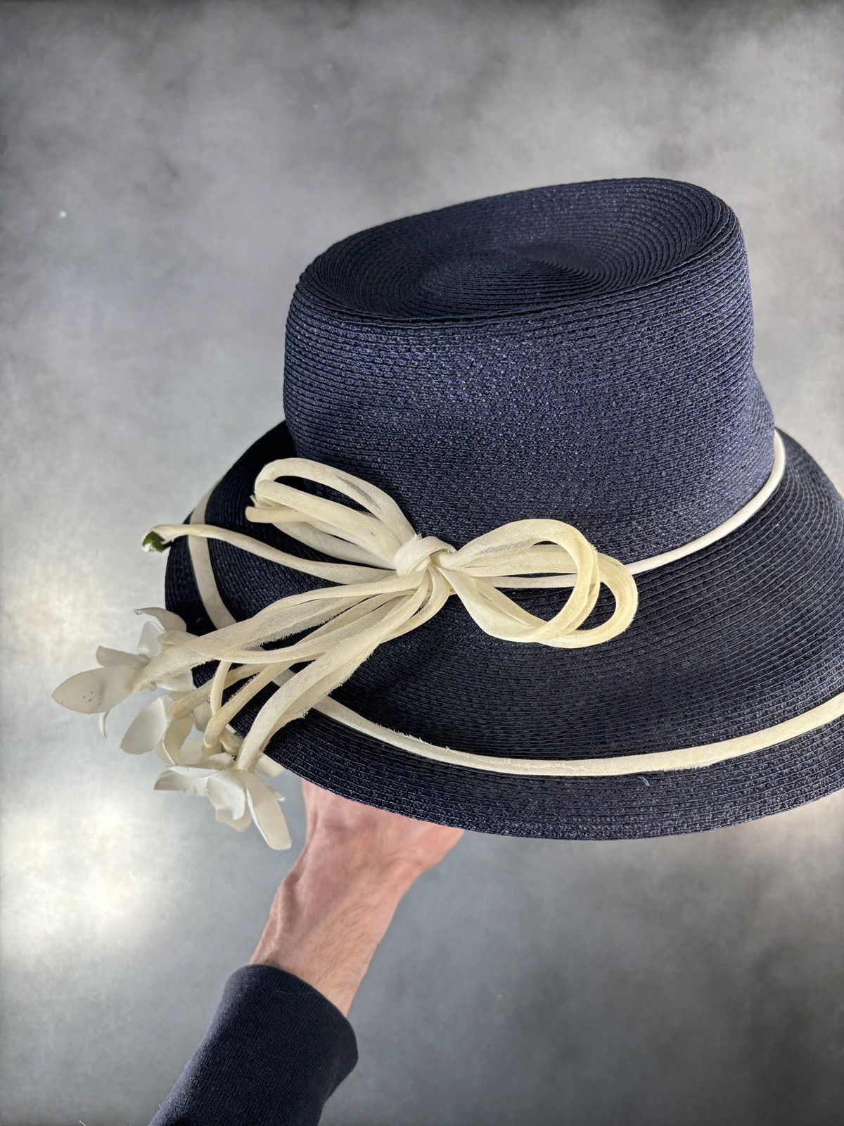 Yves Saint Laurent 1960s Yves Saint Laurent Hat Vintage YSL Straw Cap Floral Size ONE SIZE - 19 Thumbnail