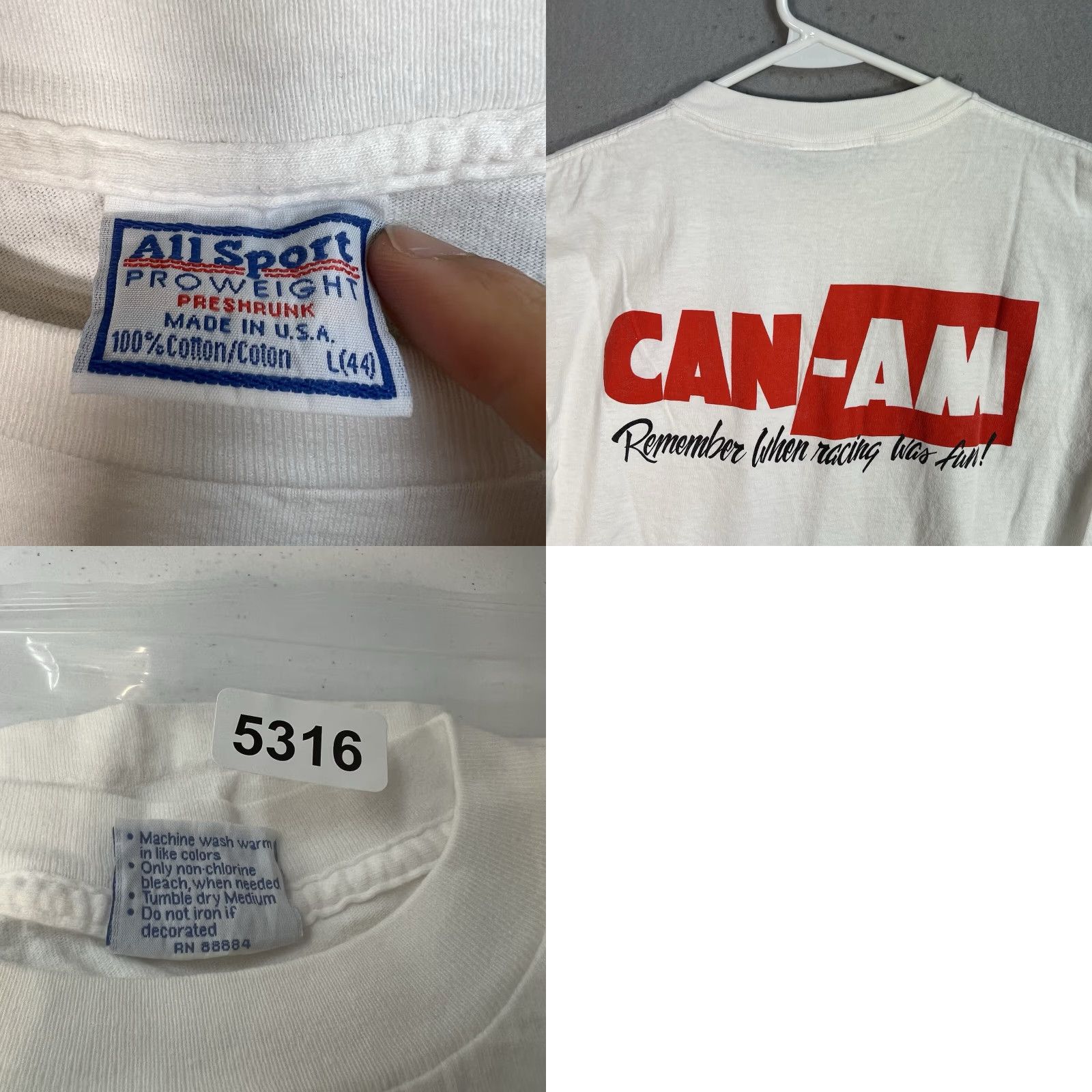 Vintage VINTAGE 90s Porsche McLaren Can Am Racing Graphic Tee Adult Large White Mens Size US L / EU 52-54 / 3 - 8 Thumbnail