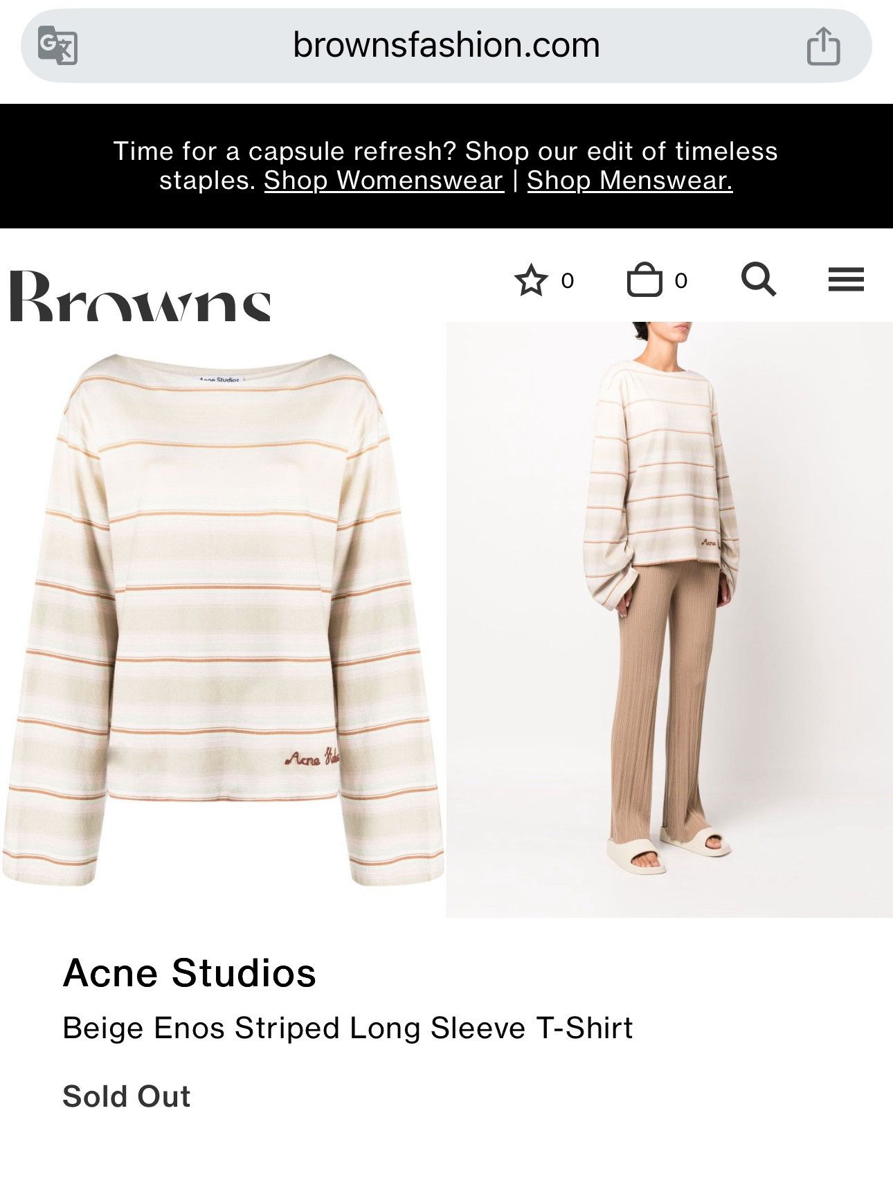 Acne Studios Acne Studios beige enos striped longsleeve shirt Size S / US 4 / IT 40 - 6 Thumbnail
