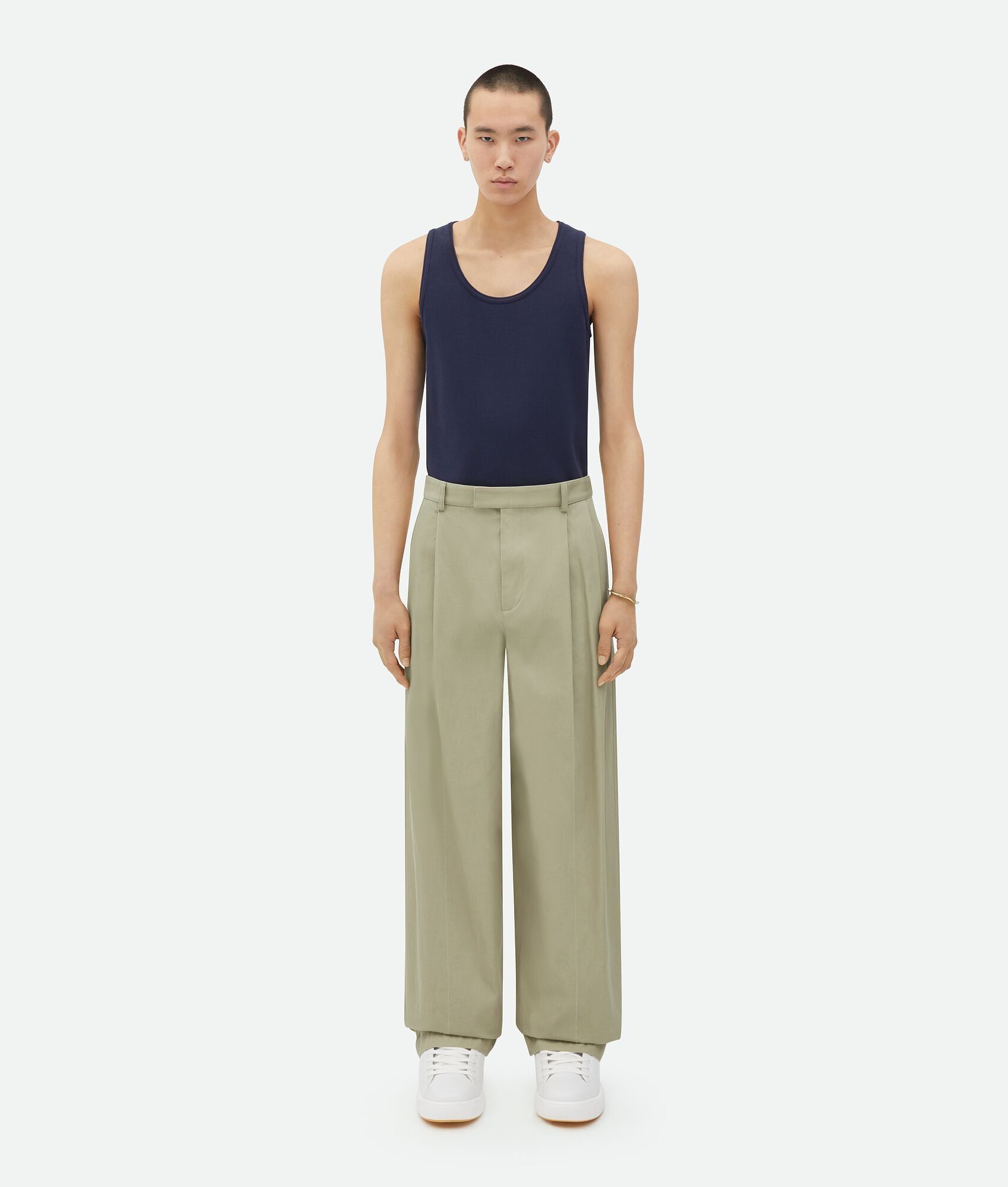 Bottega Veneta o1n1vont1224 Wide Leg Cotton Twill Chino Trousers Green Size US 34 / EU 50 - 1 Thumbnail