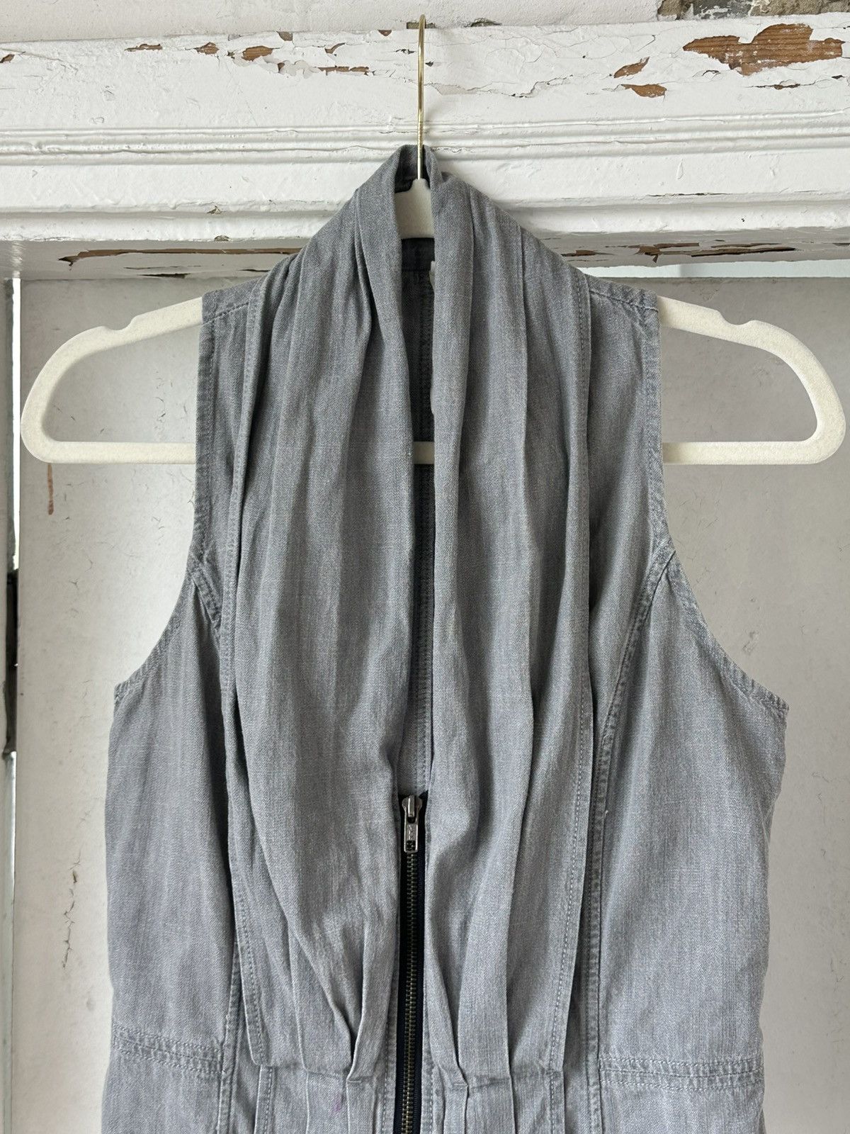 If Six Was Nine Vintage Washed GrayZip Denim Top Size M / US 6-8 / IT 42-44 - 3 Thumbnail