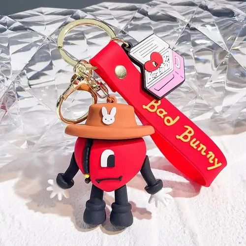 VIBE Silicone Soft Rubber 3D Bad Bunny Heart Keychain Size ONE SIZE - 6 Thumbnail
