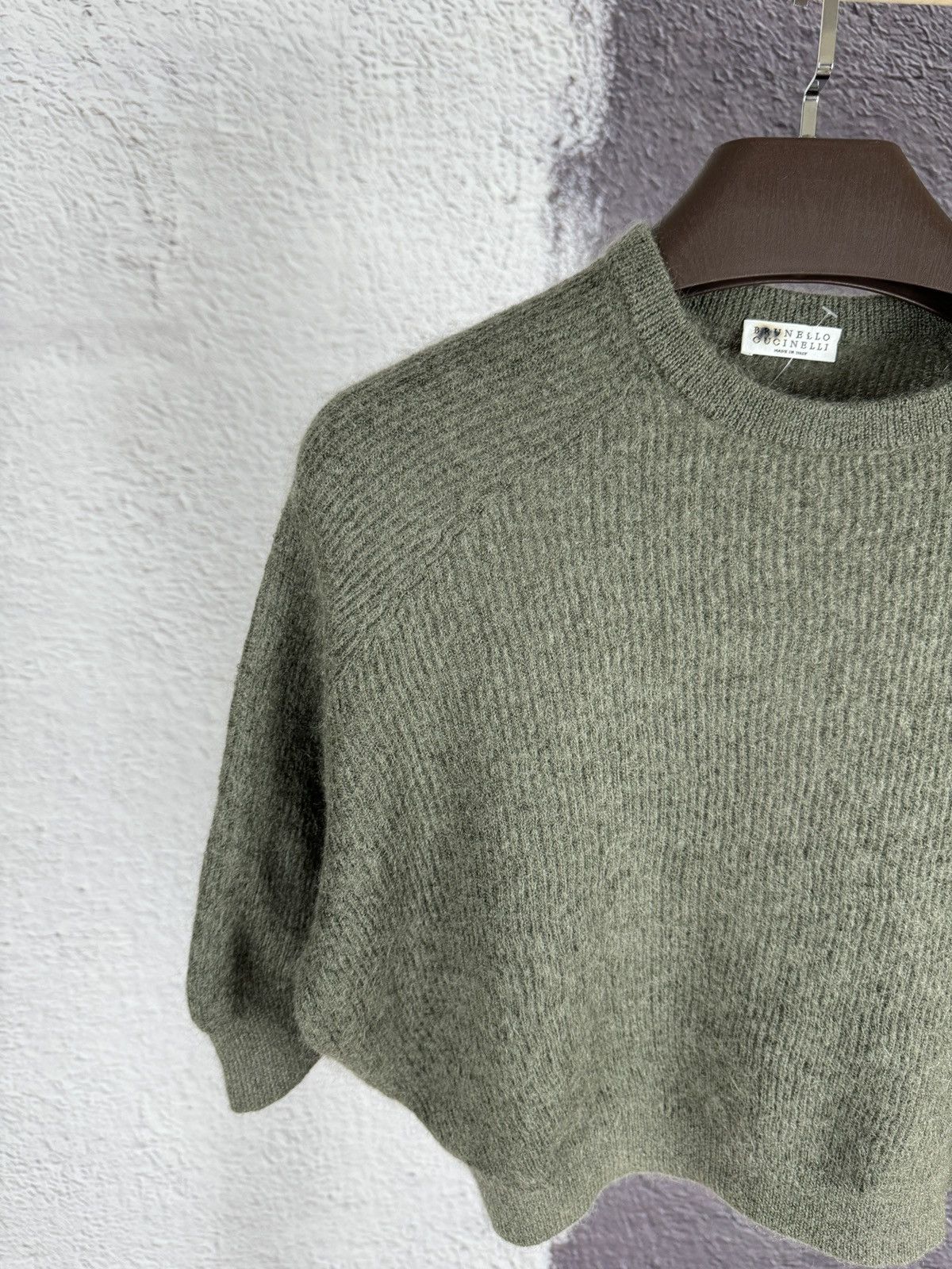 Brunello Cucinelli Brunello Cucinelli mohair wool khaki cropped sweater Size S / US 4 / IT 40 - 3 Thumbnail