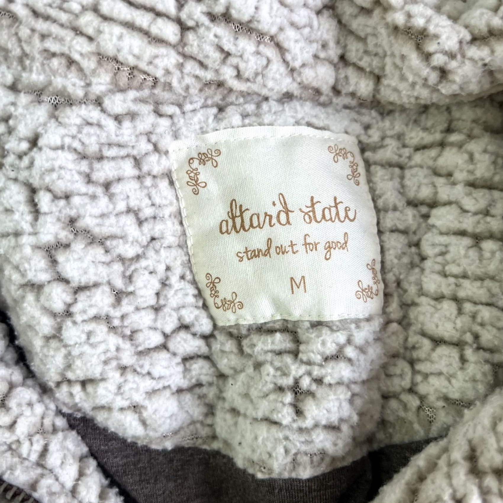 Vintage Altar'd State Jacket Womens Medium Beige Sherpa Fleece Quarter Zip Pullover Size M / US 6-8 / IT 42-44 - 4 Thumbnail