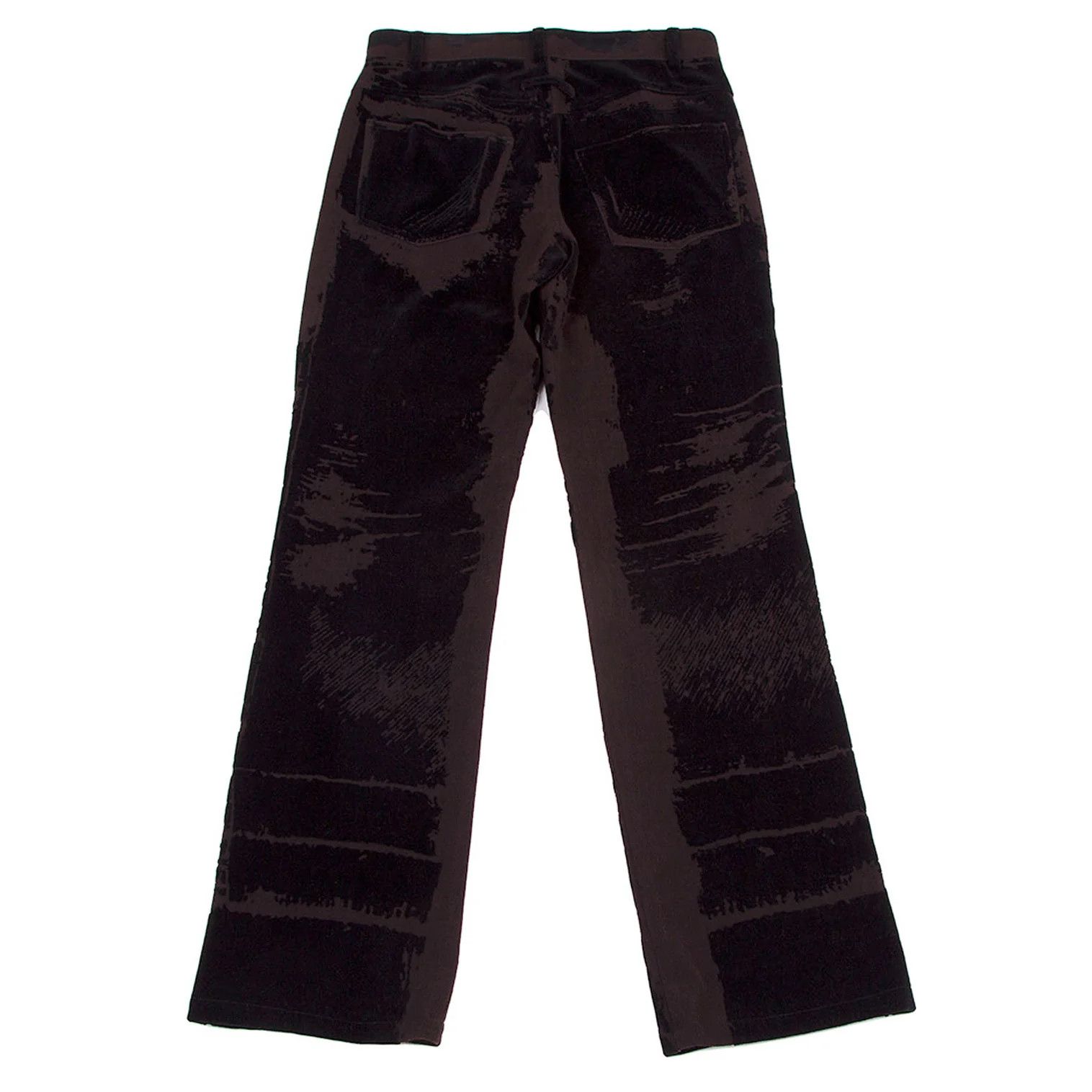 Jean Paul Gaultier Graphic Flocked Wool Pants in Brown and Black, Size 46 Size US 30 / EU 46 - 8 Thumbnail