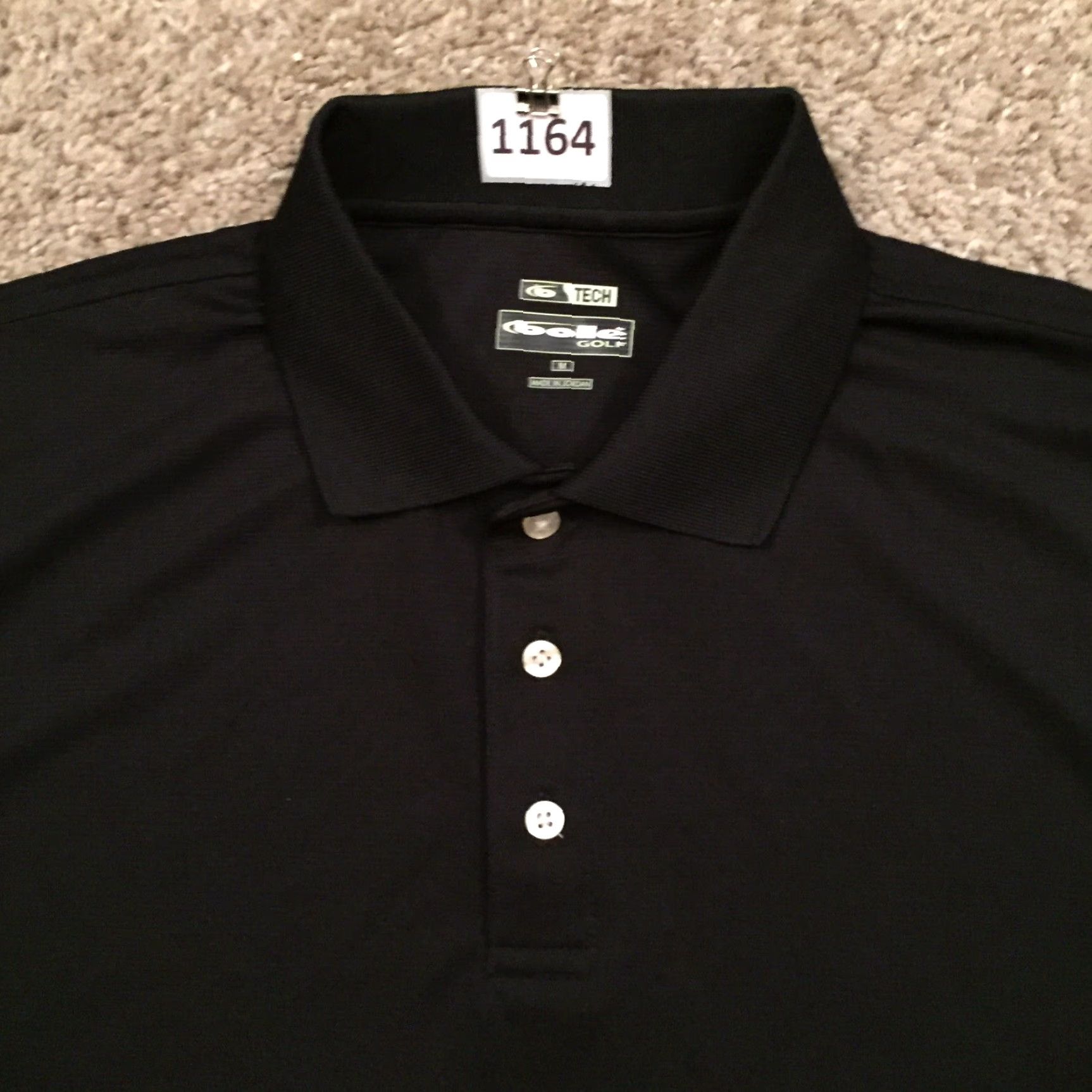 Vintage Bollé Polo Shirt Mens M Black Short Sleeve Striped Golf Tech Polo Shirt Mens Black Striped Golf Size US M / EU 48-50 / 2 - 3 Thumbnail